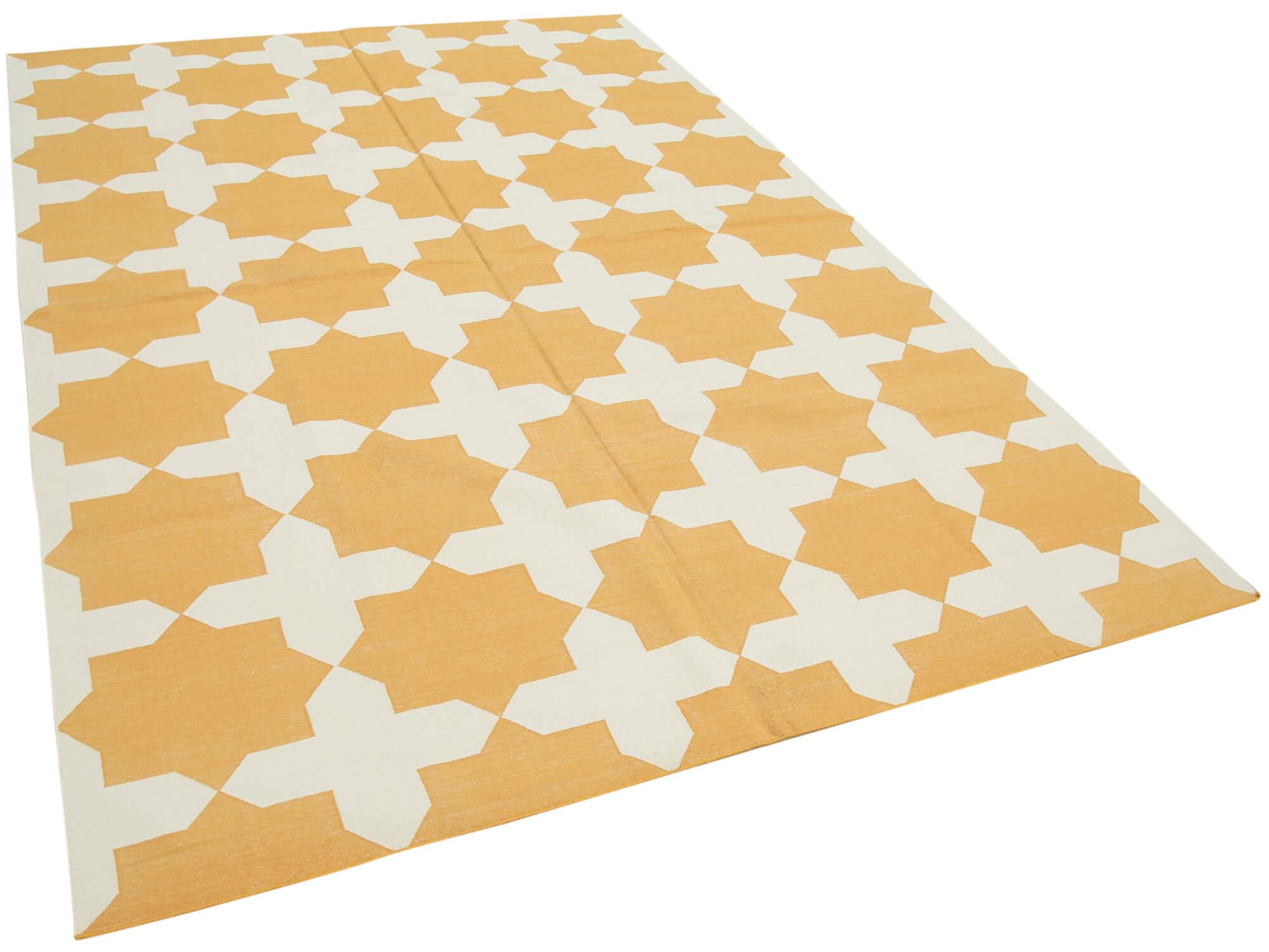 6 x 9 Yellow Dhurrie Rug - 2792