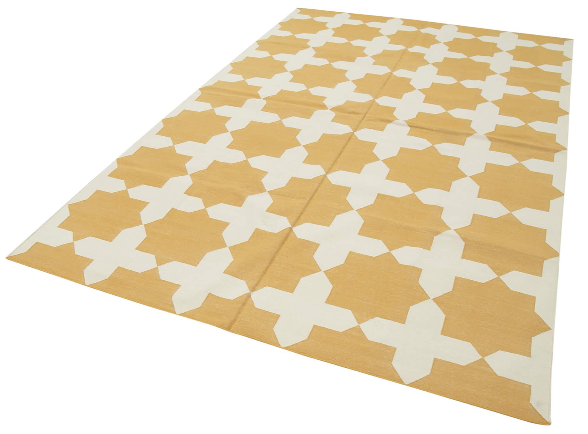 6 x 9 Yellow Dhurrie Rug - 2792