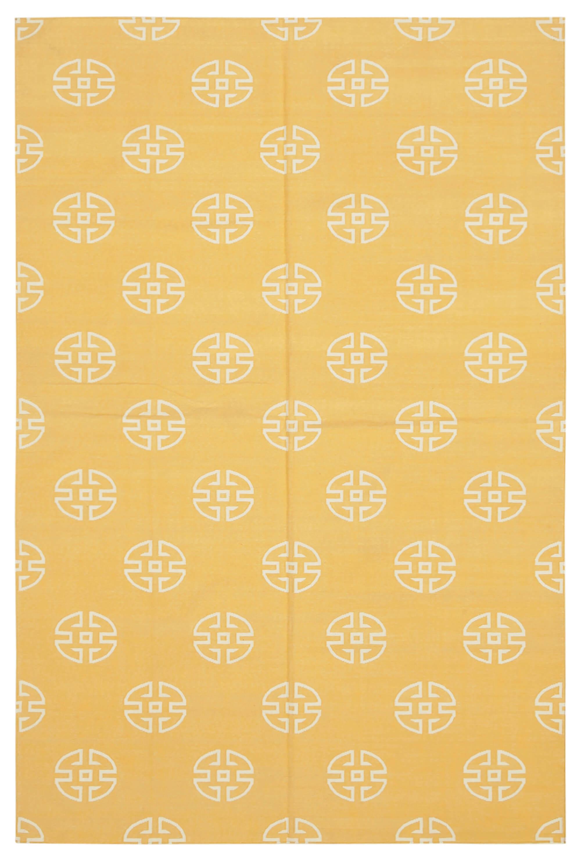 6 x 9 Yellow Dhurrie Rug - 2793