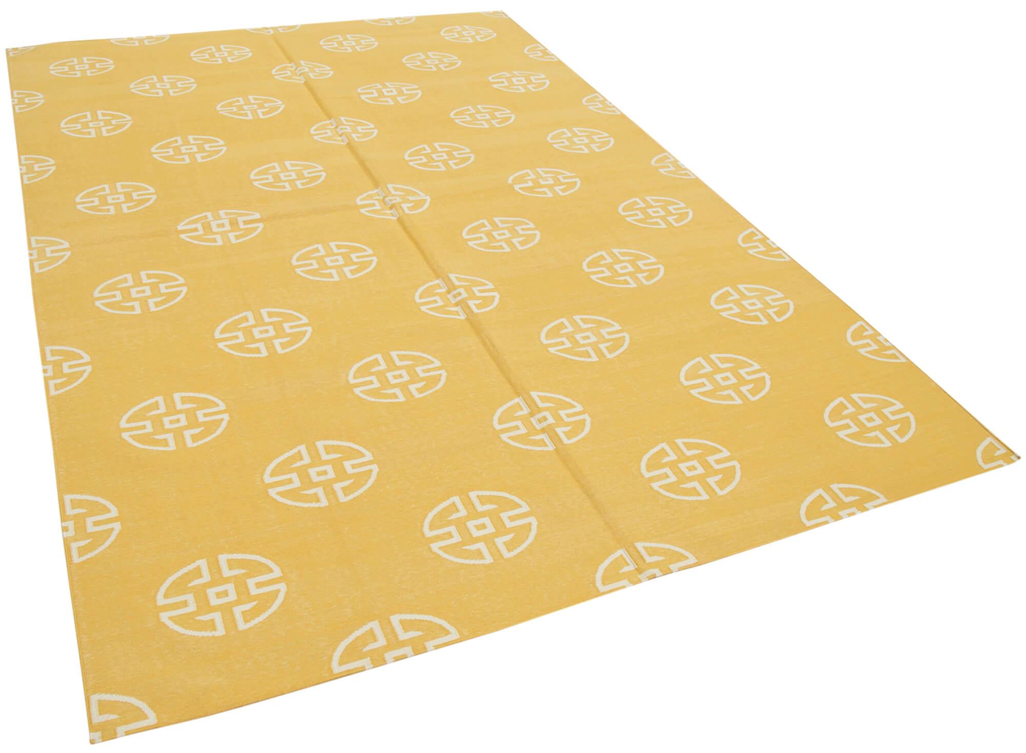 6 x 9 Yellow Dhurrie Rug - 2793