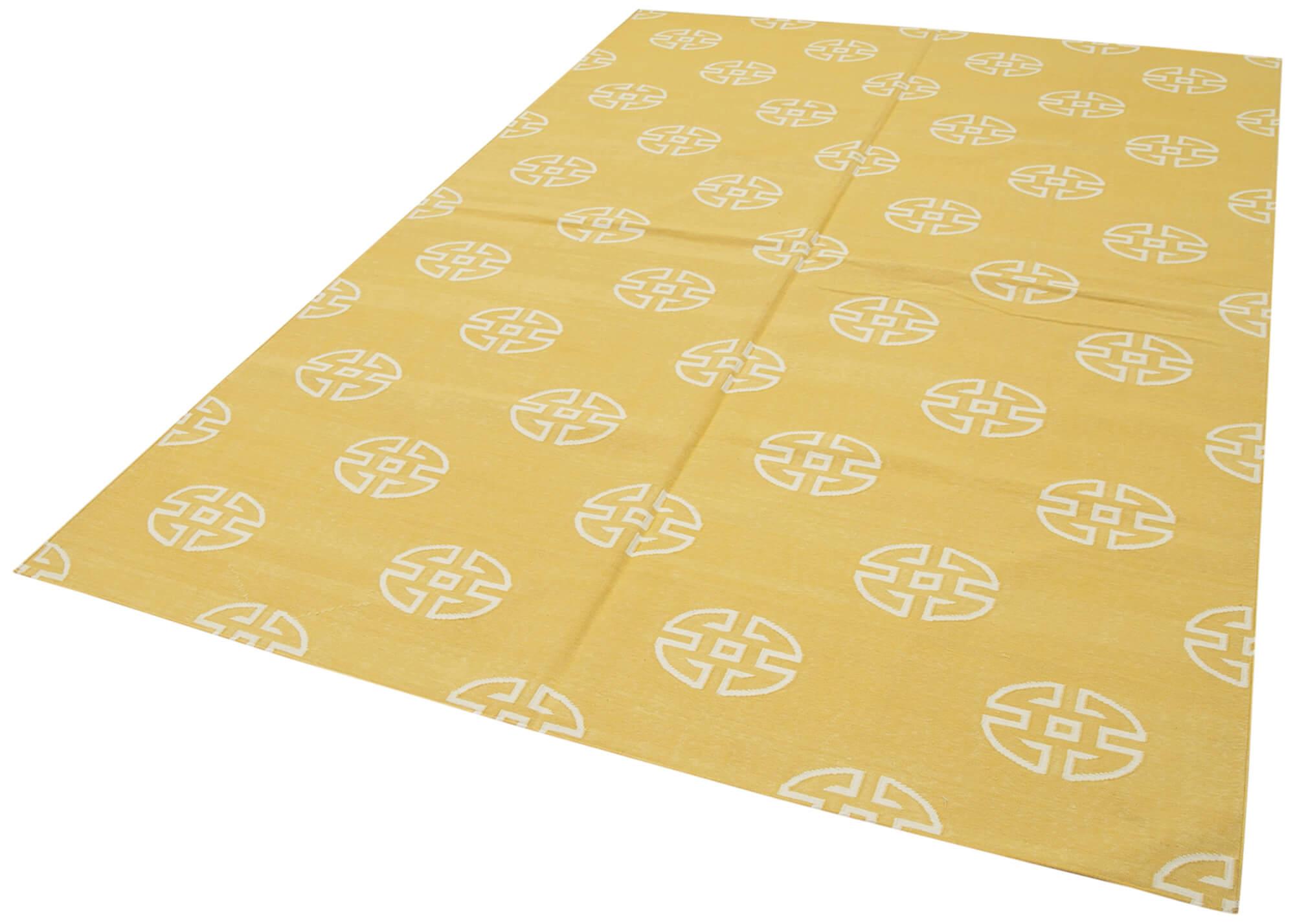 6 x 9 Yellow Dhurrie Rug - 2793