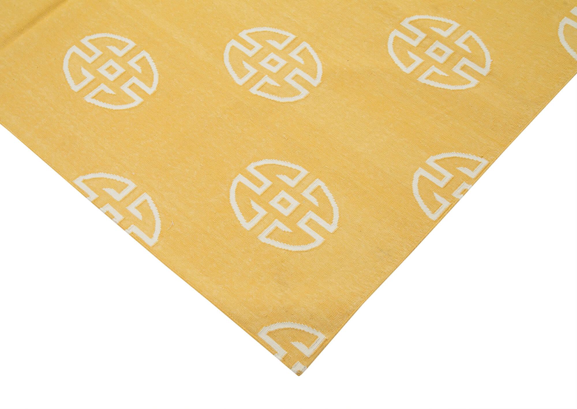 6 x 9 Yellow Dhurrie Rug - 2793