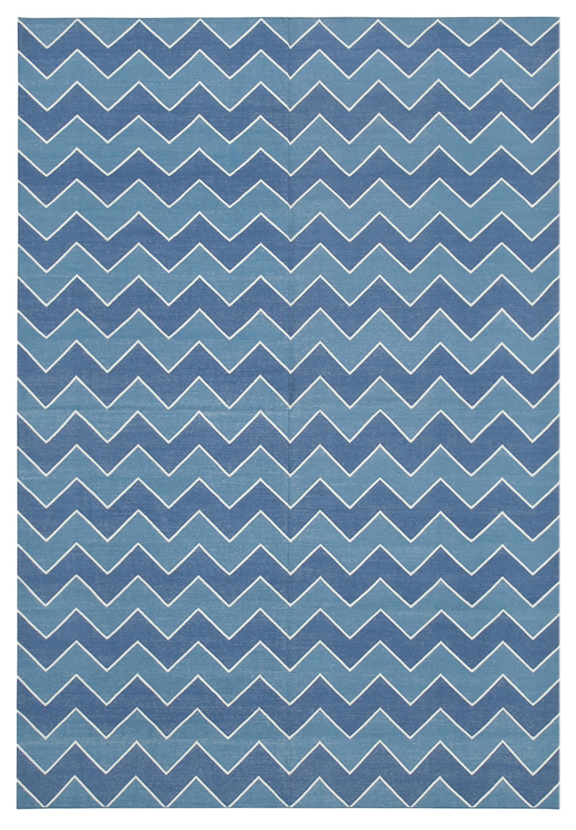 6 x 9 Blue Dhurrie Rug - 2803