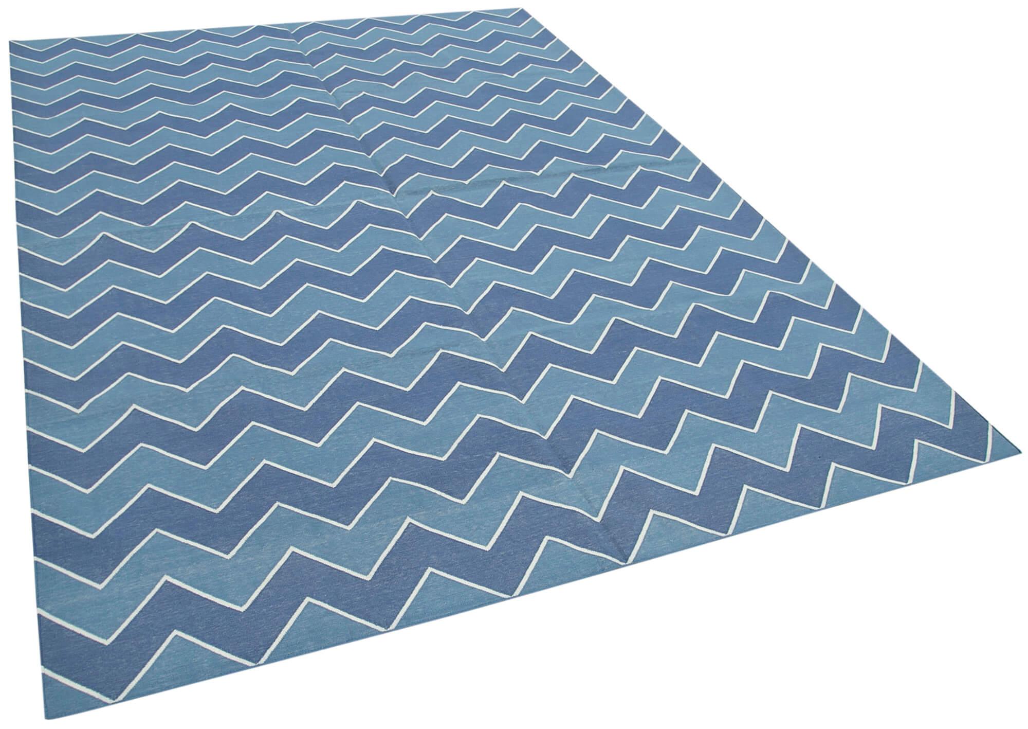 6 x 9 Blue Dhurrie Rug - 2803