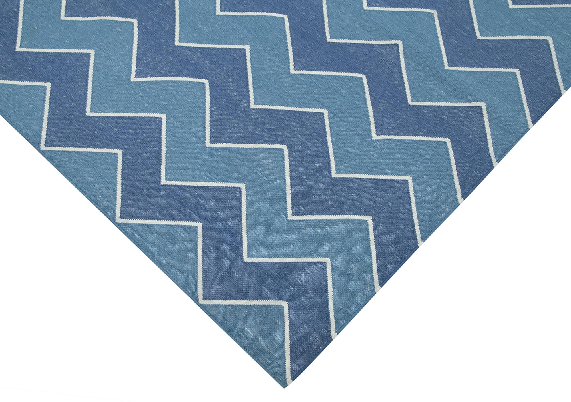 6 x 9 Blue Dhurrie Rug - 2803