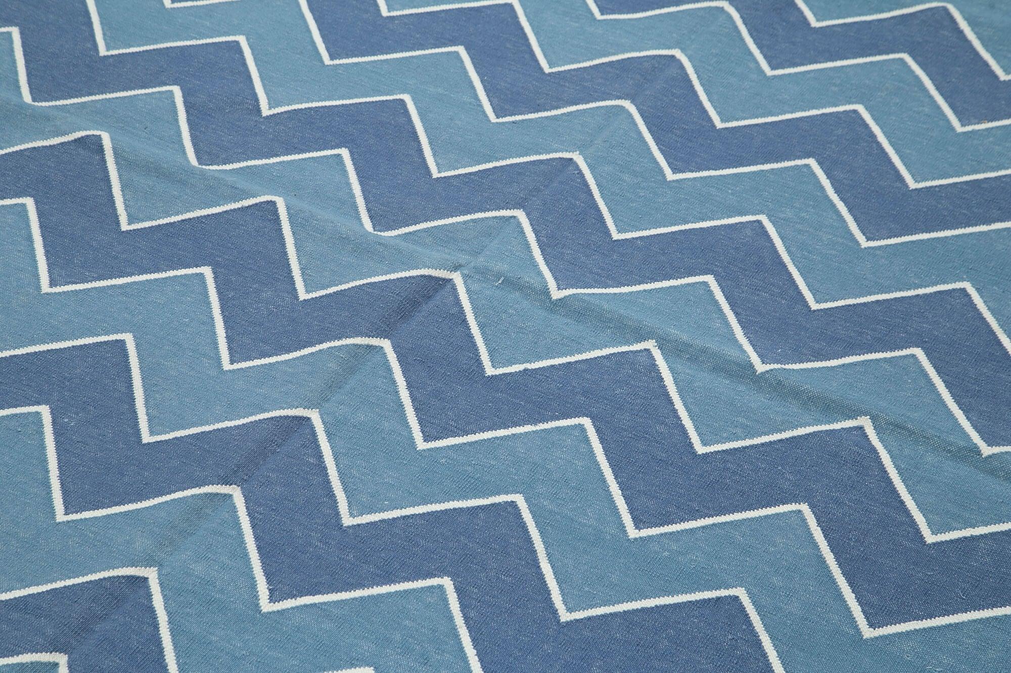 6 x 9 Blue Dhurrie Rug - 2803