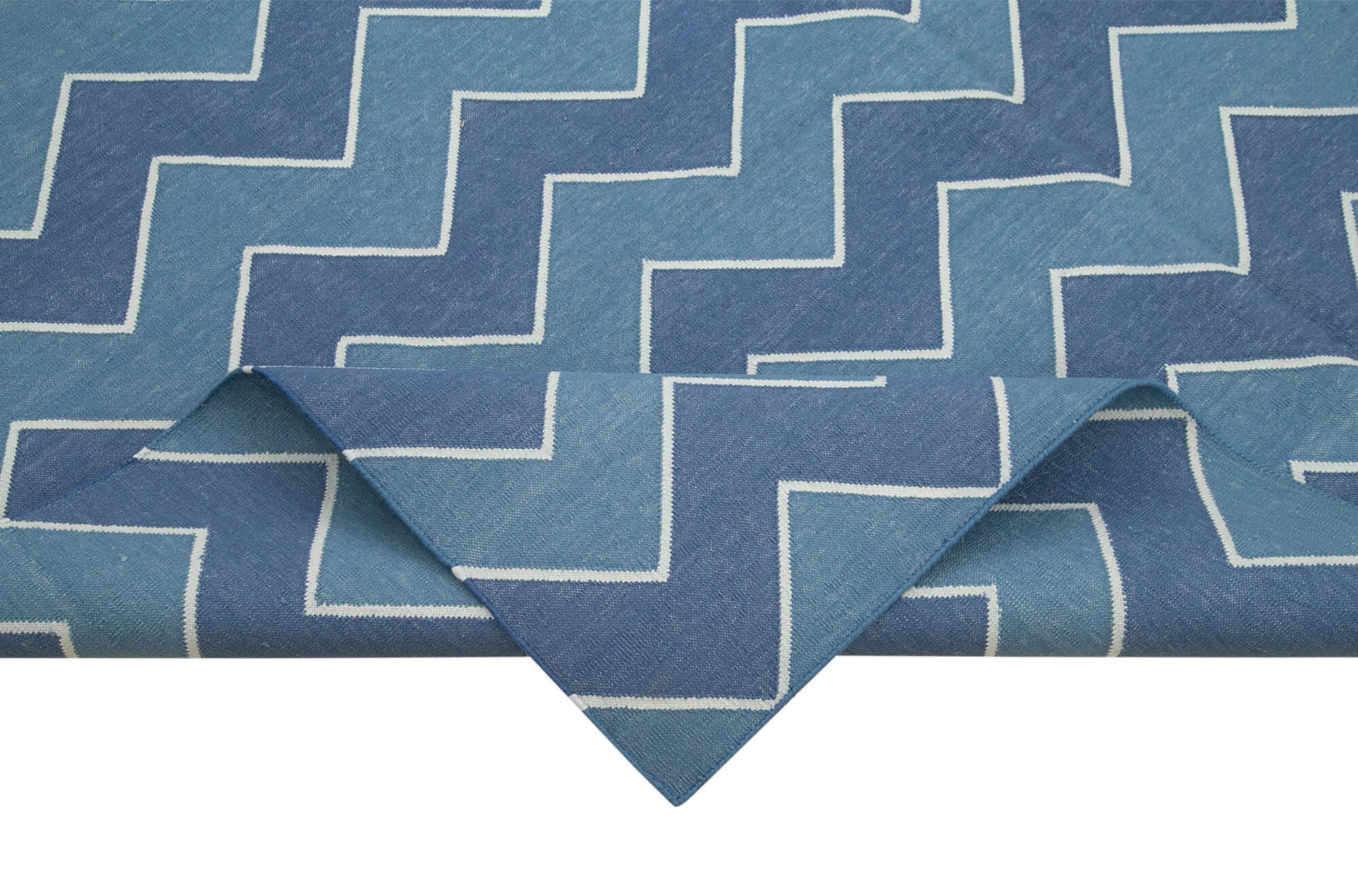 6 x 9 Blue Dhurrie Rug - 2803