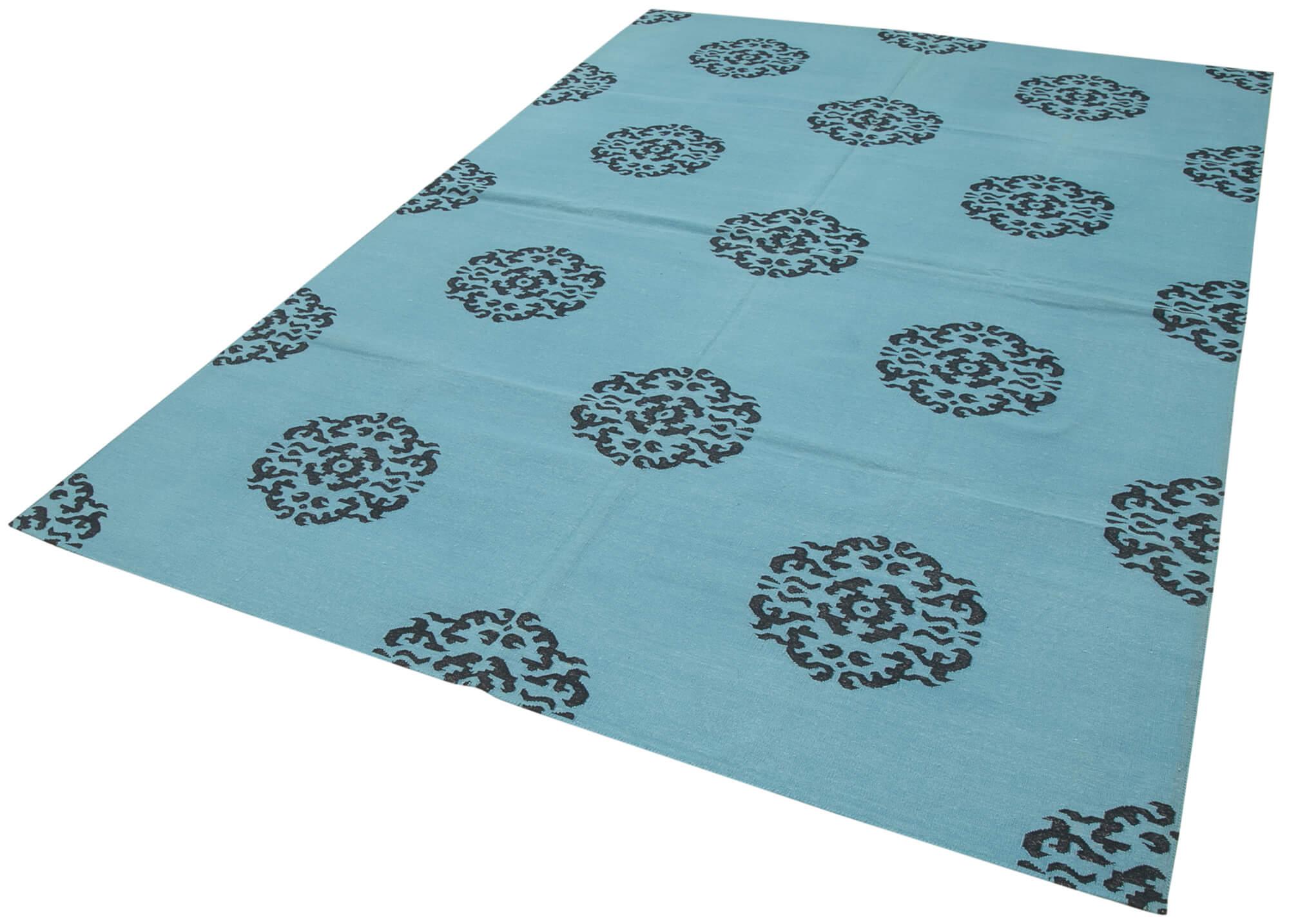 6 x 9 Turquoise Dhurrie Rug - 2804