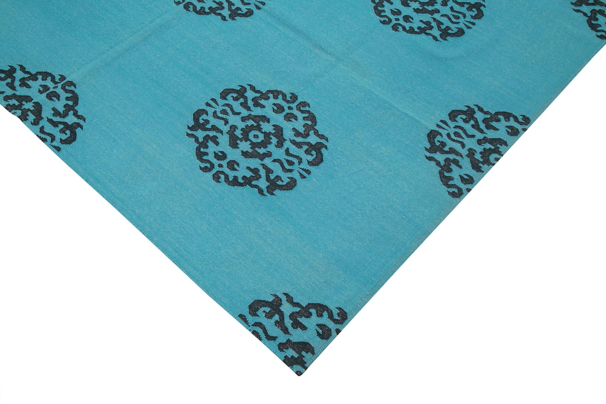 6 x 9 Turquoise Dhurrie Rug - 2804