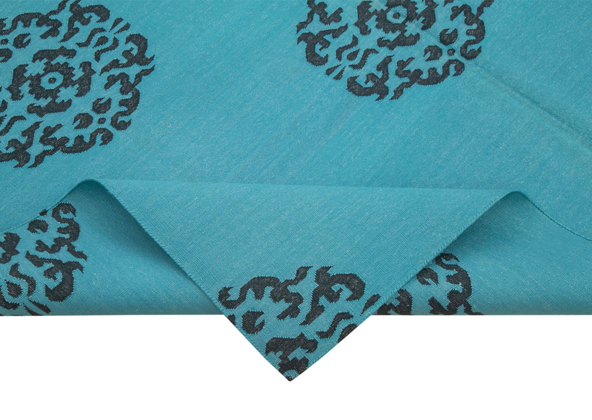 6 x 9 Turquoise Dhurrie Rug - 2804