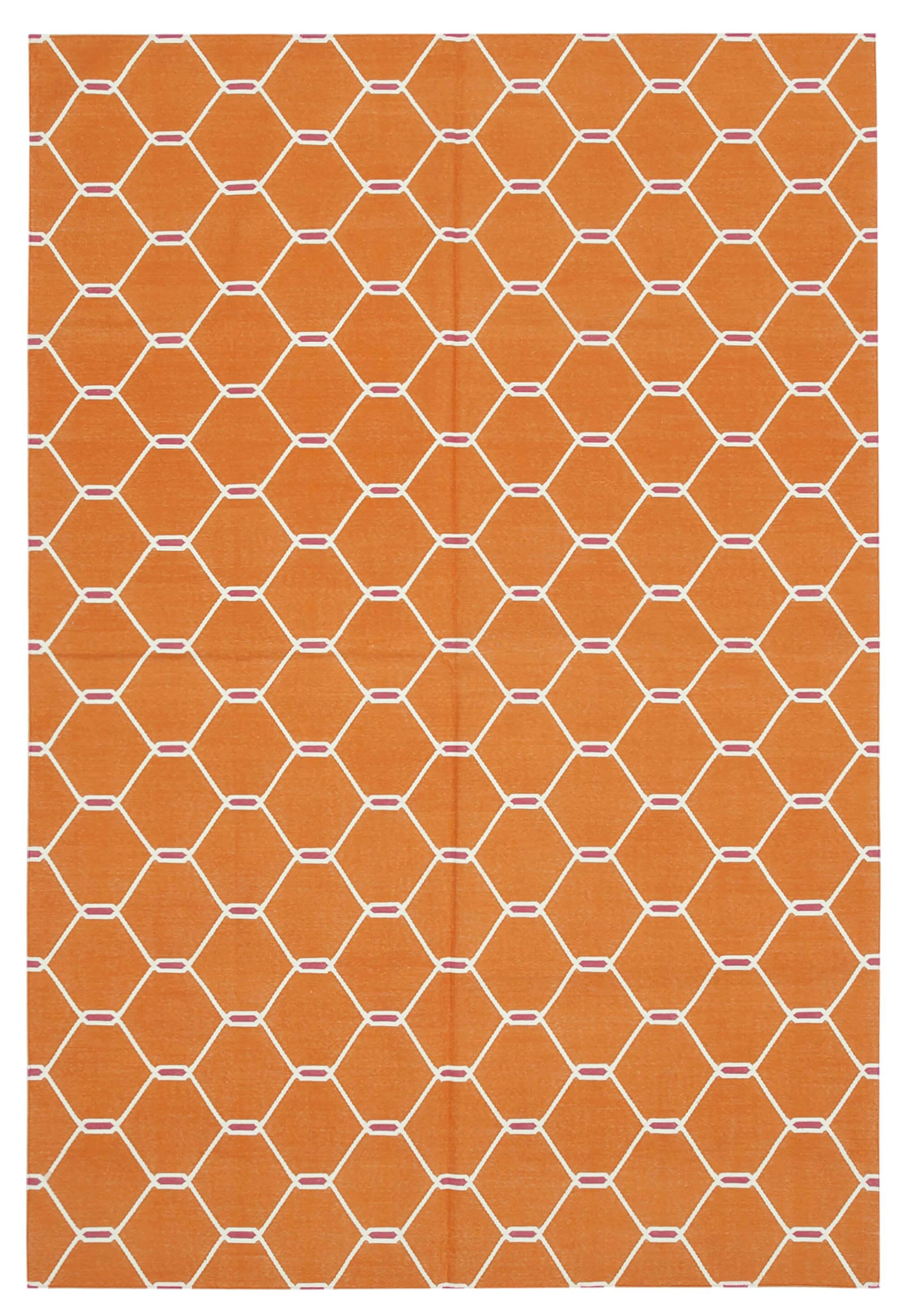 6 x 9 Orange Dhurrie Rug - 2810