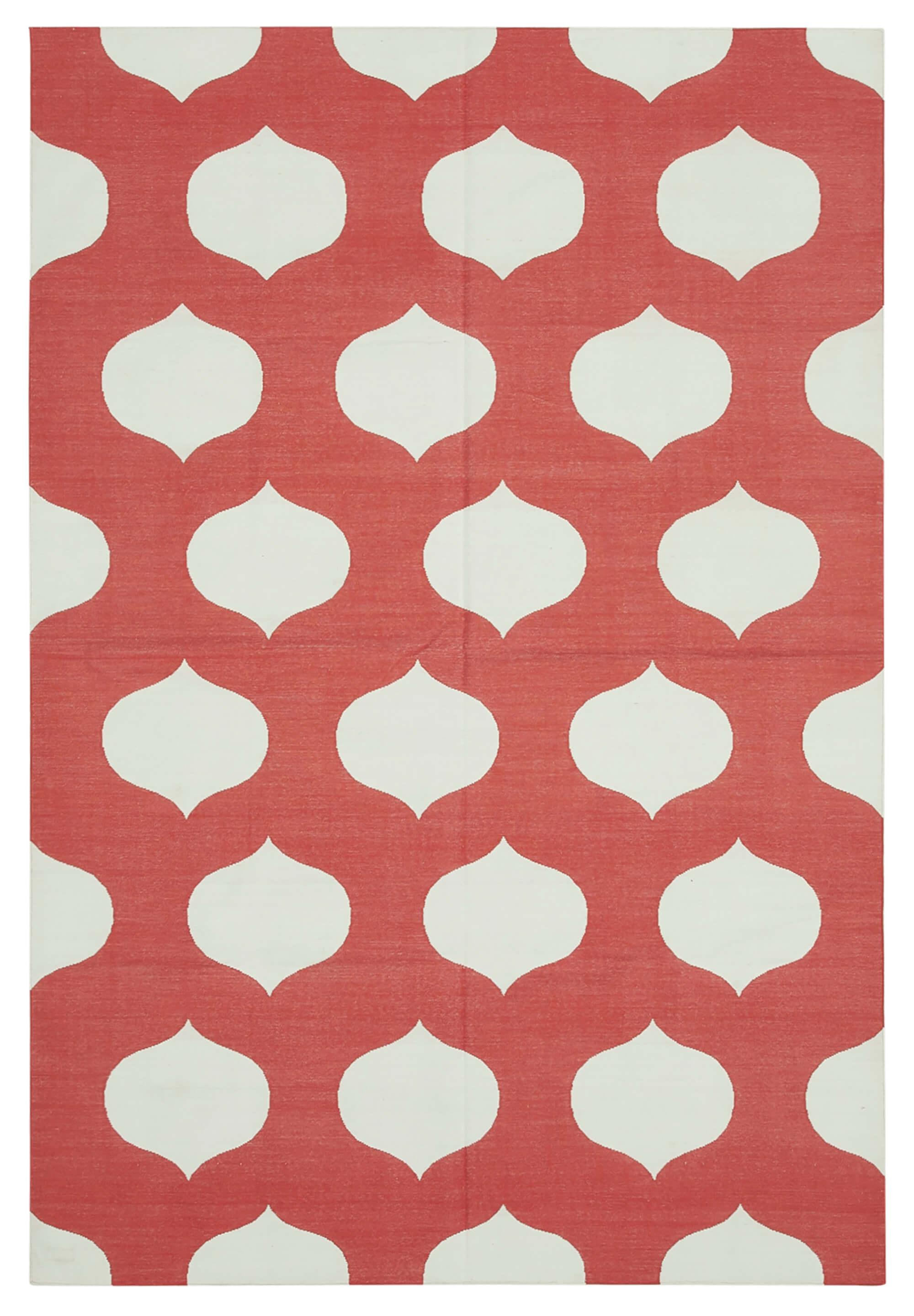 6 x 9 Red Dhurrie Rug - 2811