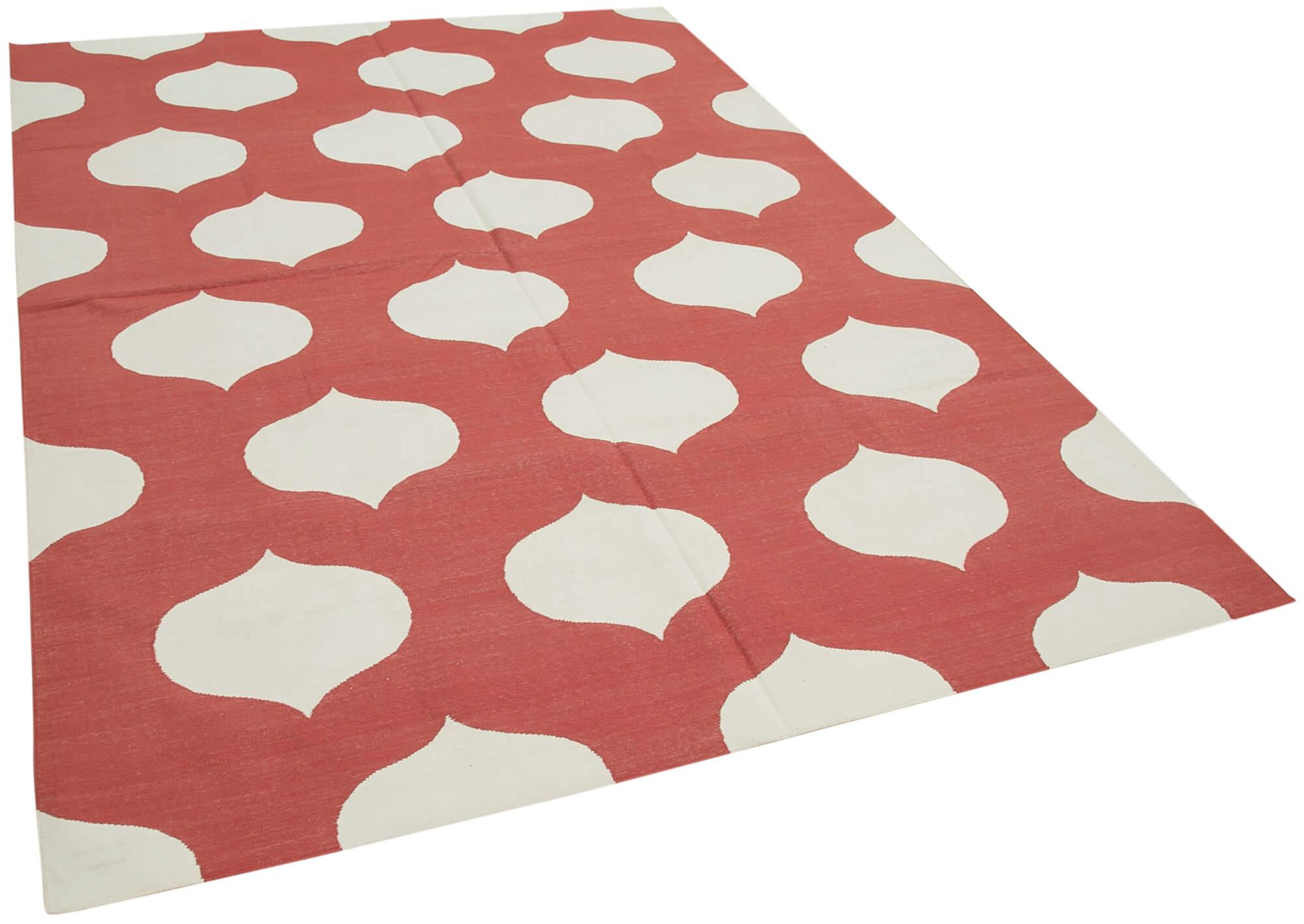 6 x 9 Red Dhurrie Rug - 2811