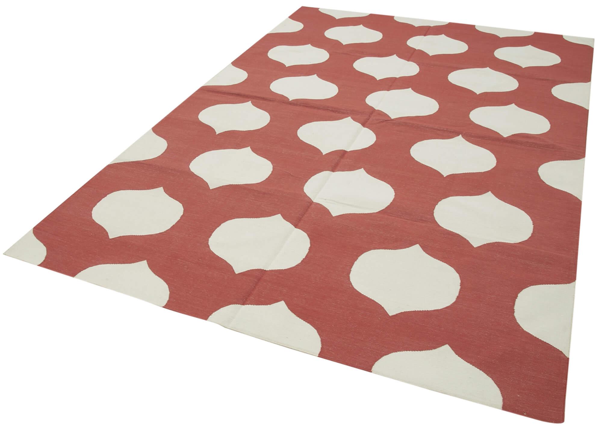 6 x 9 Red Dhurrie Rug - 2811