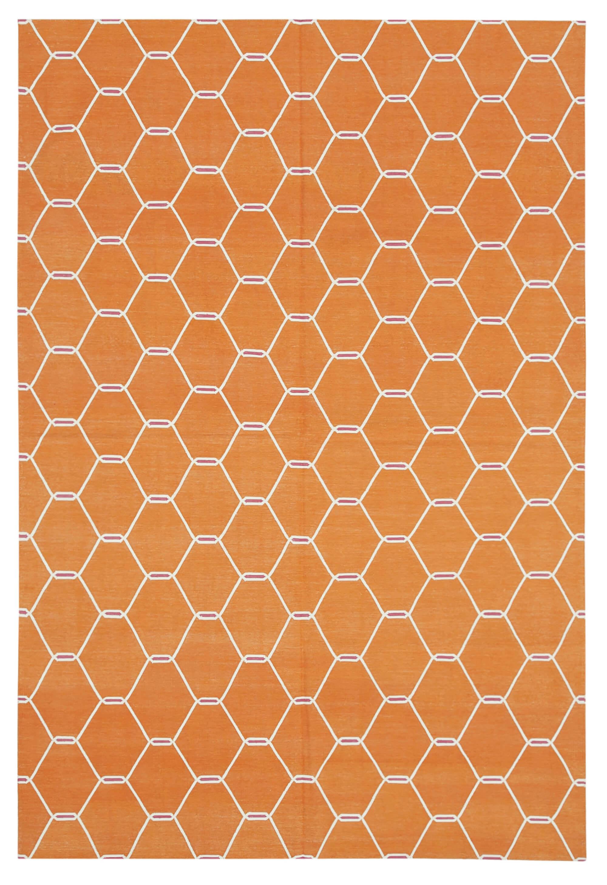 6 x 9 Orange Dhurrie Rug - 2812