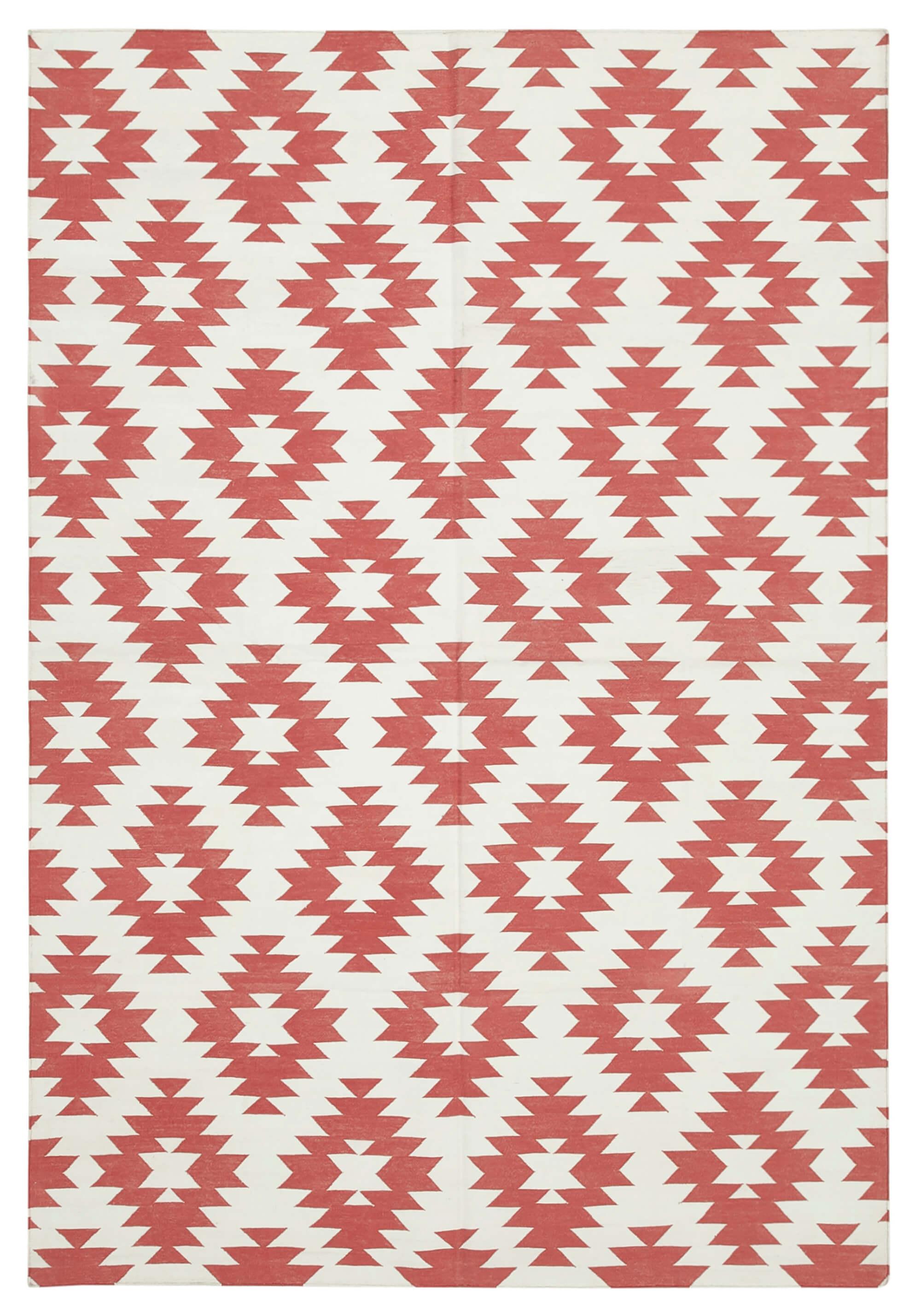 6 x 9 Red Dhurrie Rug - 2814