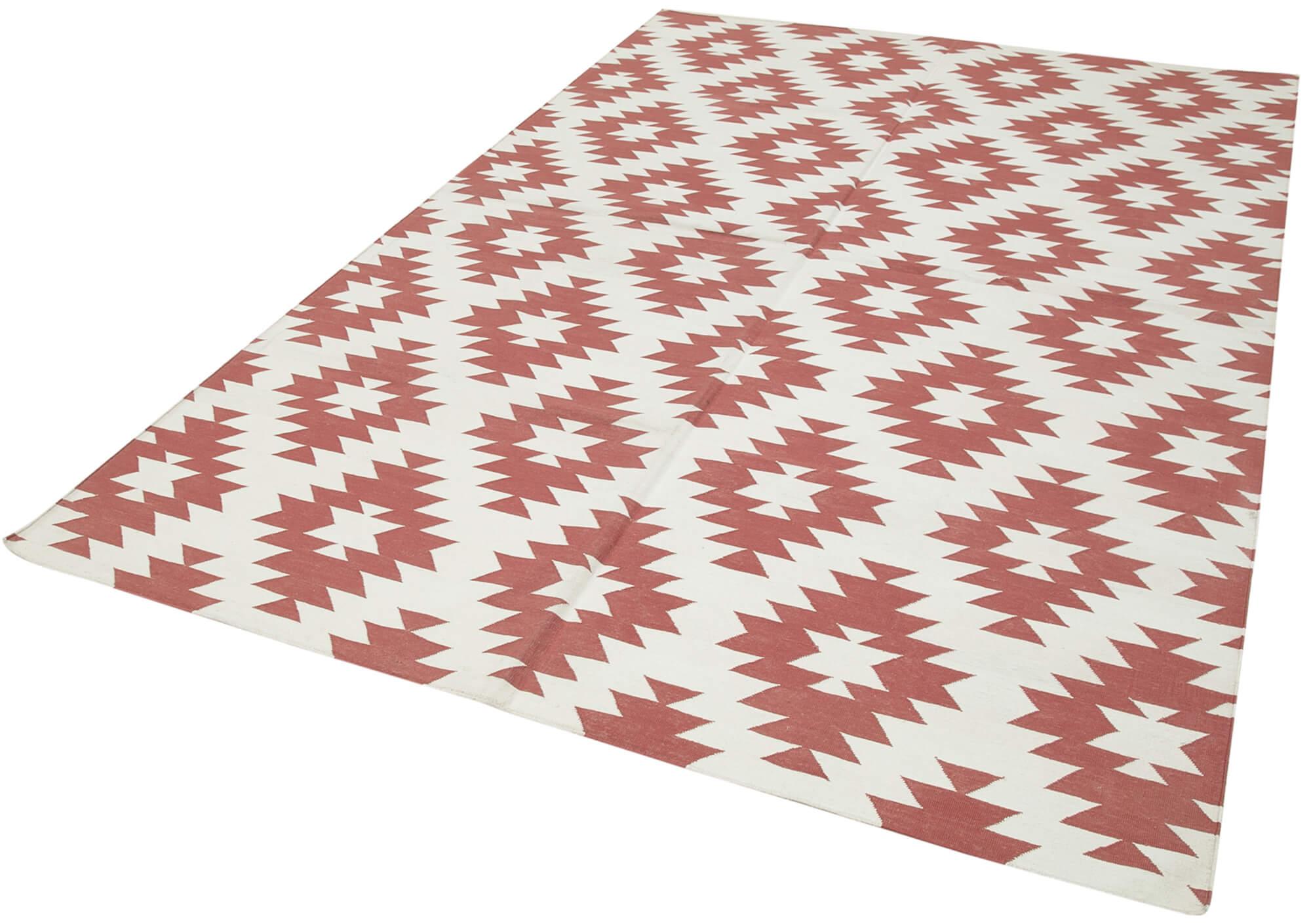 6 x 9 Red Dhurrie Rug - 2814