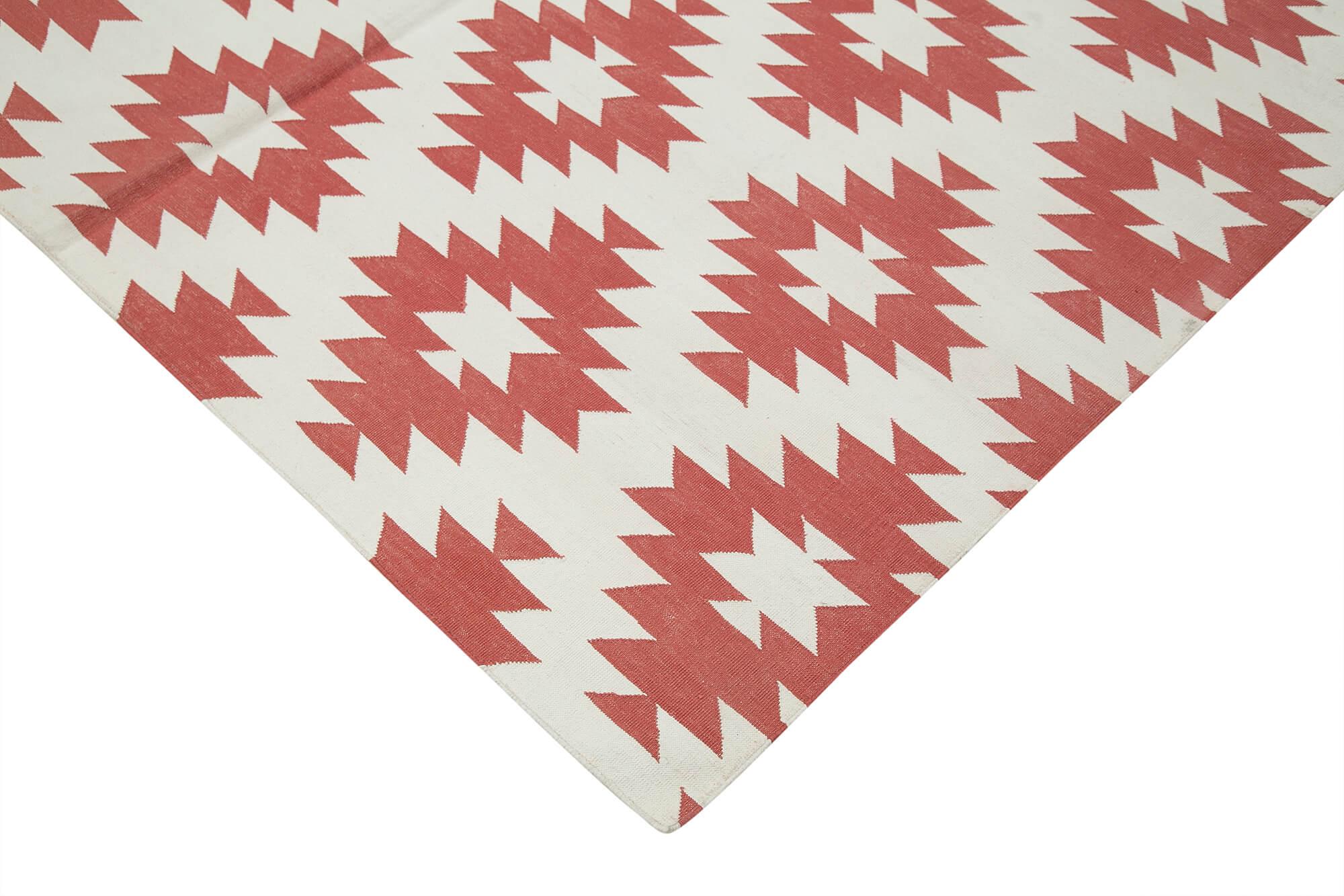 6 x 9 Red Dhurrie Rug - 2814