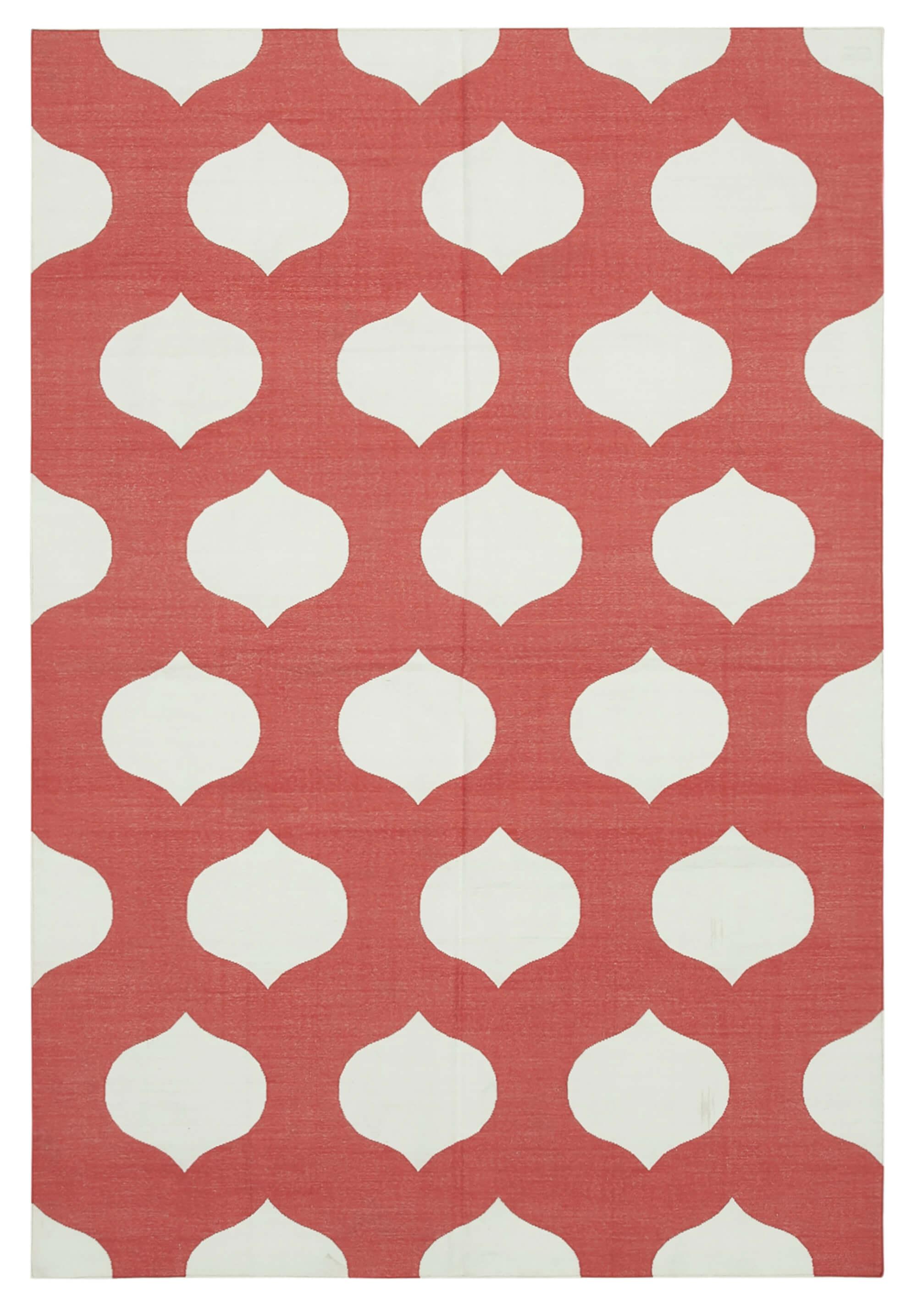 6 x 9 Red Dhurrie Rug - 2817