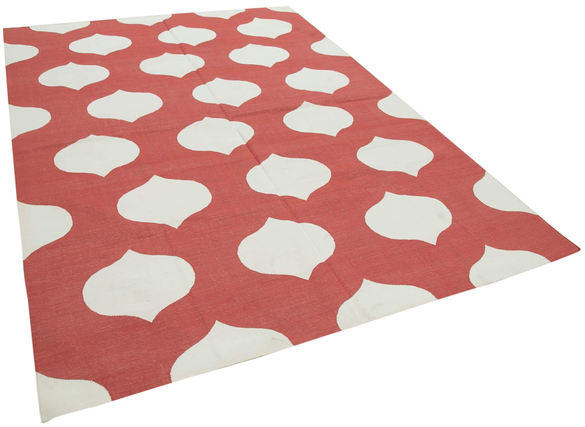 6 x 9 Red Dhurrie Rug - 2817