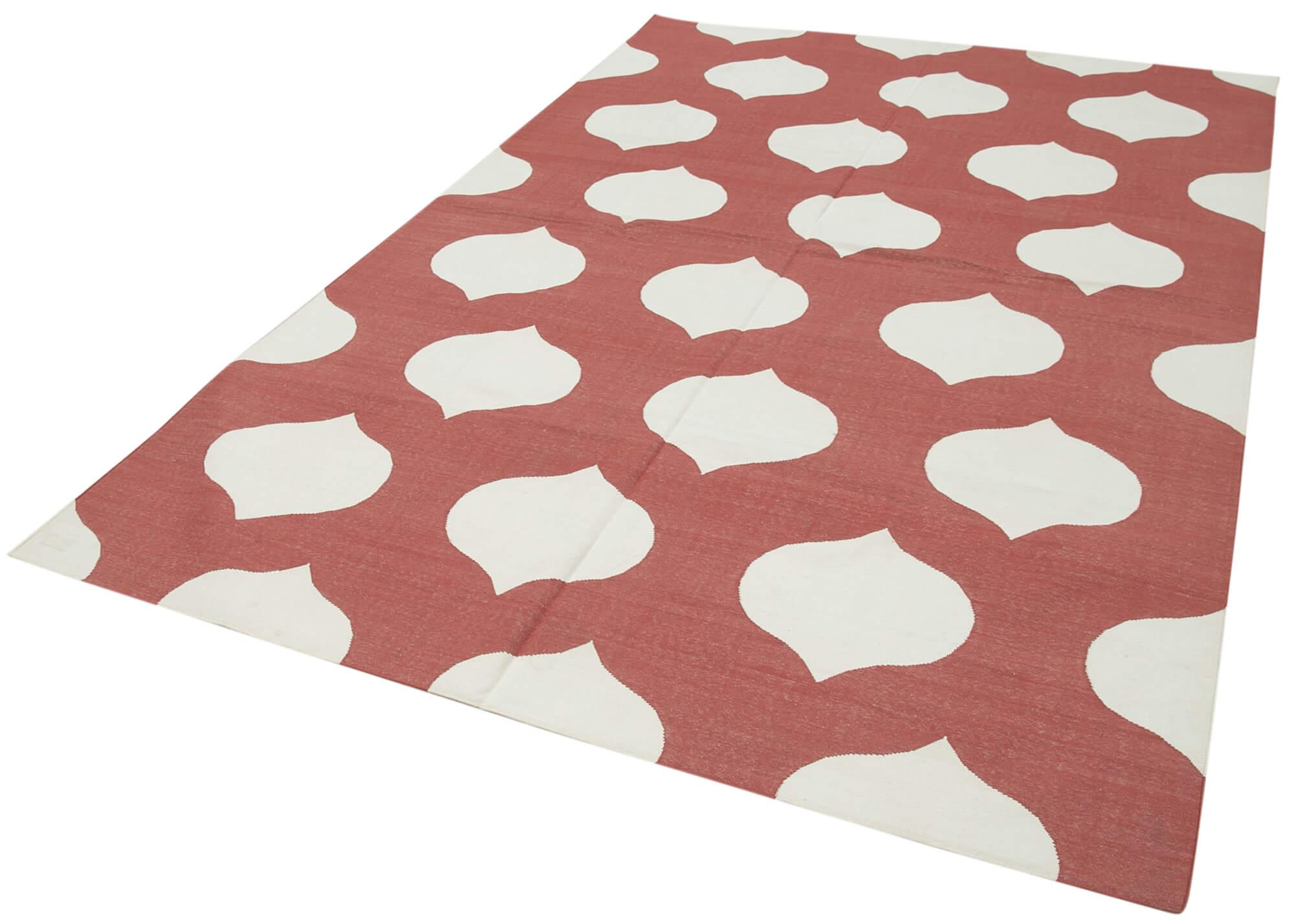 6 x 9 Red Dhurrie Rug - 2817