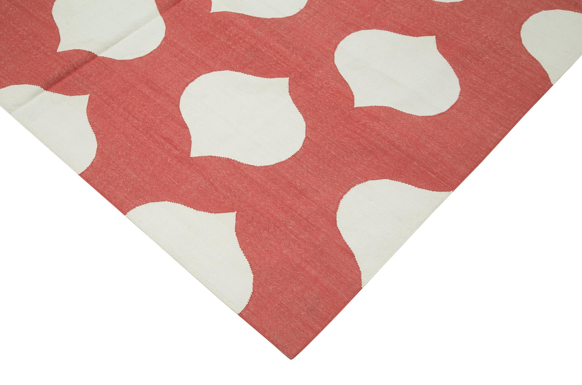 6 x 9 Red Dhurrie Rug - 2817