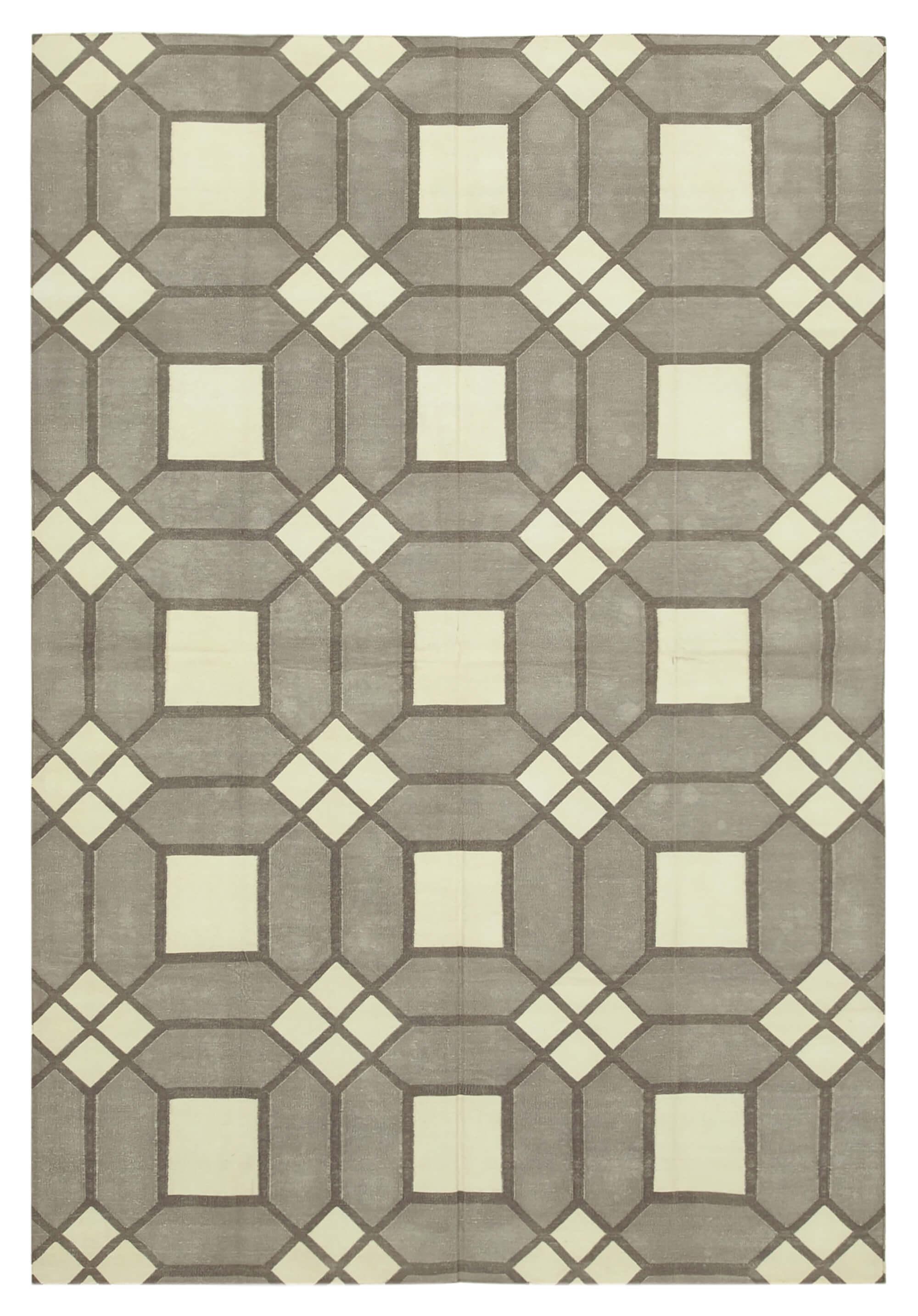 6 x 9 Grey Dhurrie Rug - 2819