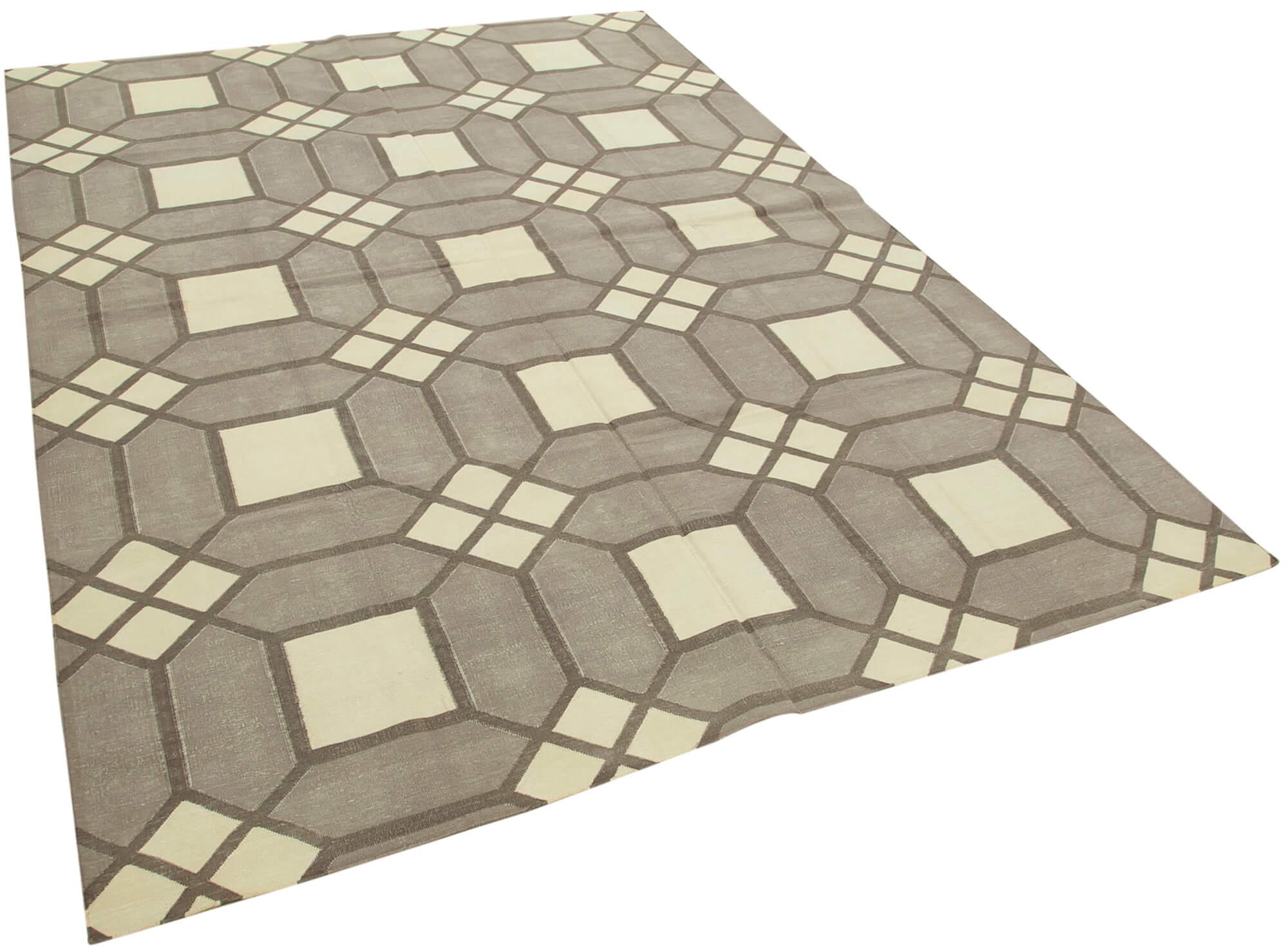 6 x 9 Grey Dhurrie Rug - 2819