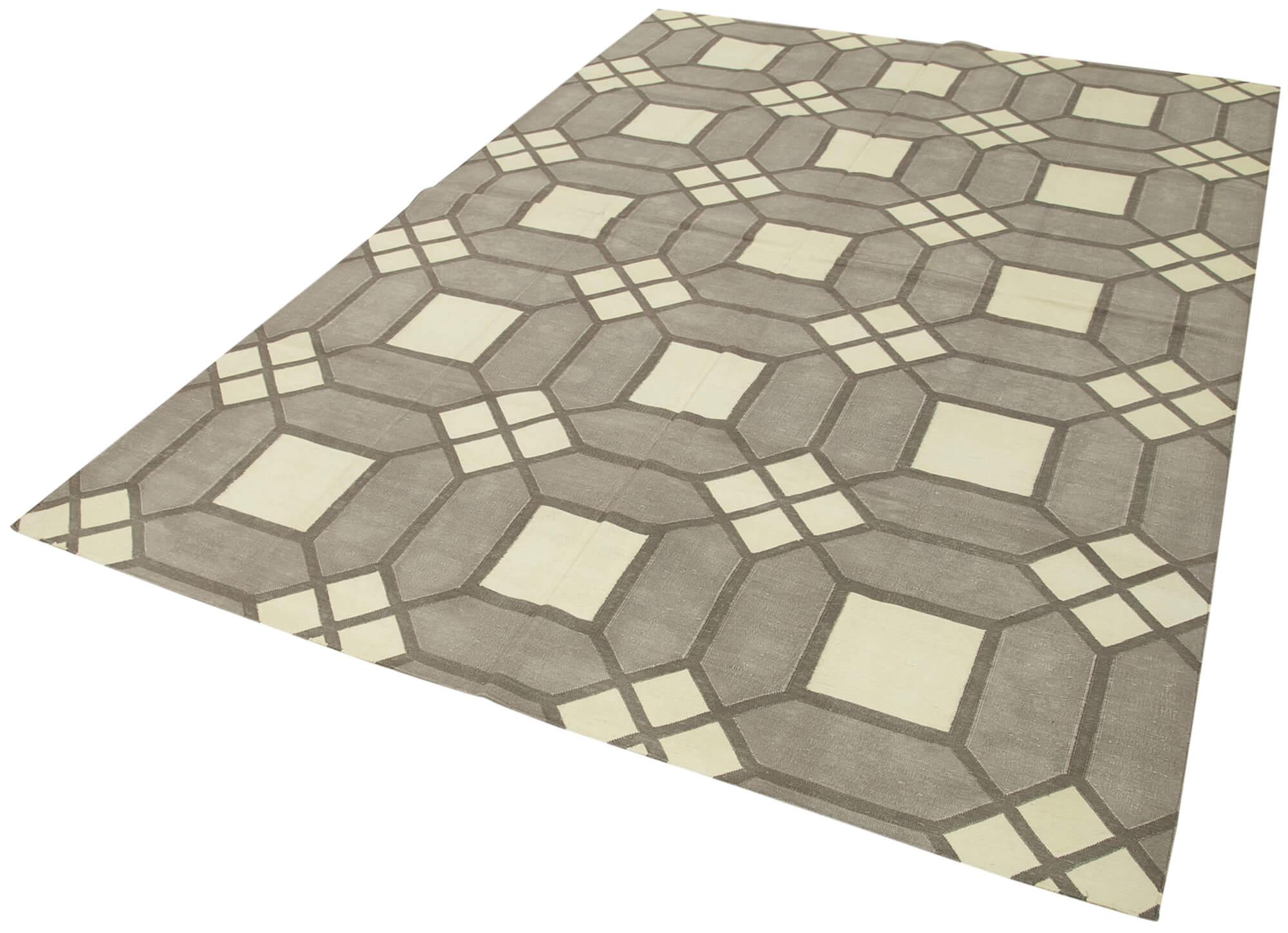 6 x 9 Grey Dhurrie Rug - 2819