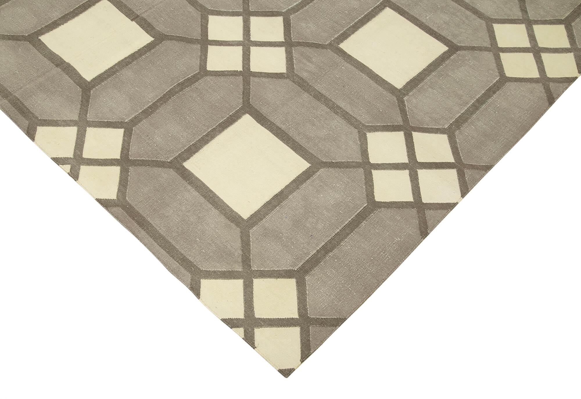 6 x 9 Grey Dhurrie Rug - 2819