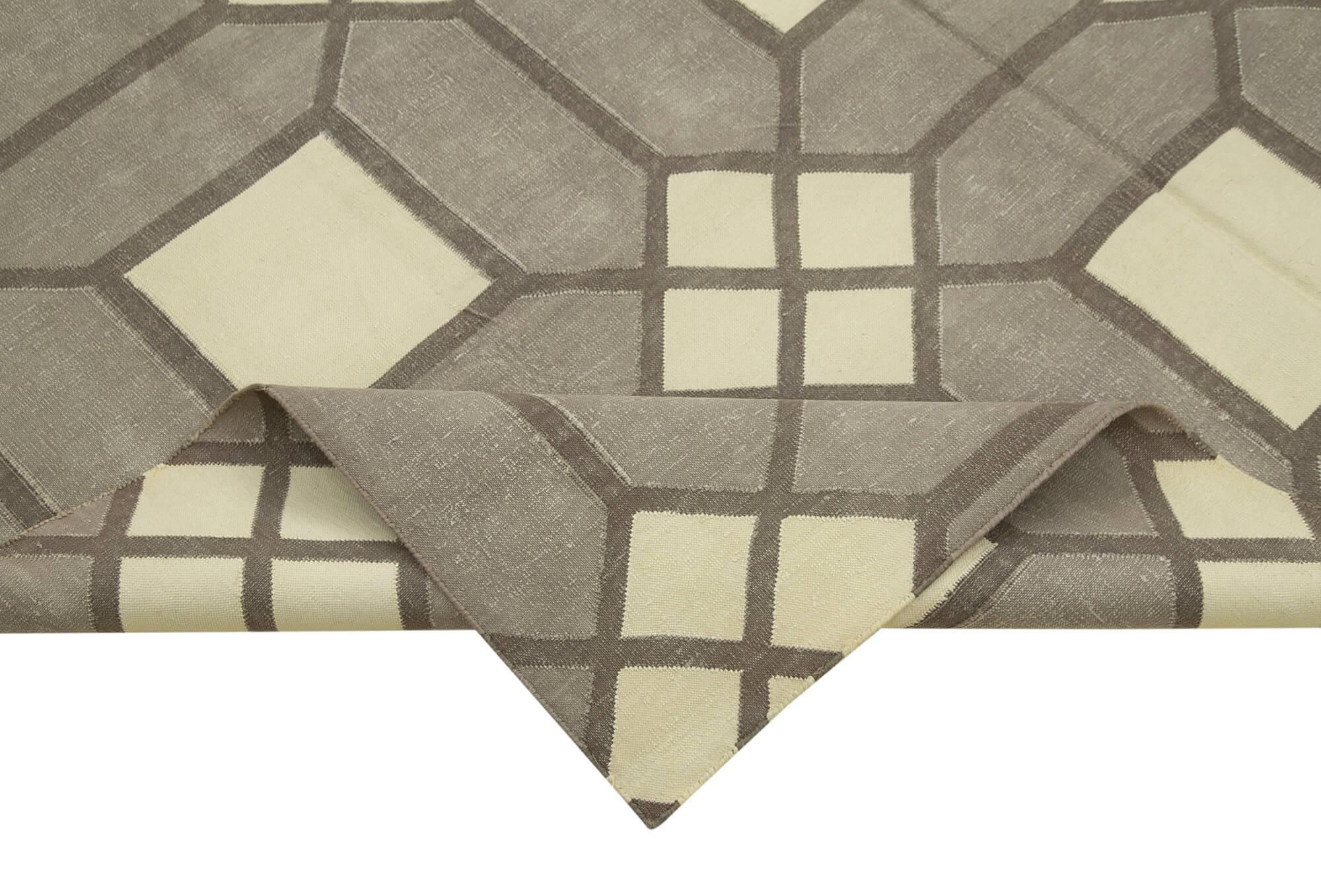 6 x 9 Grey Dhurrie Rug - 2819