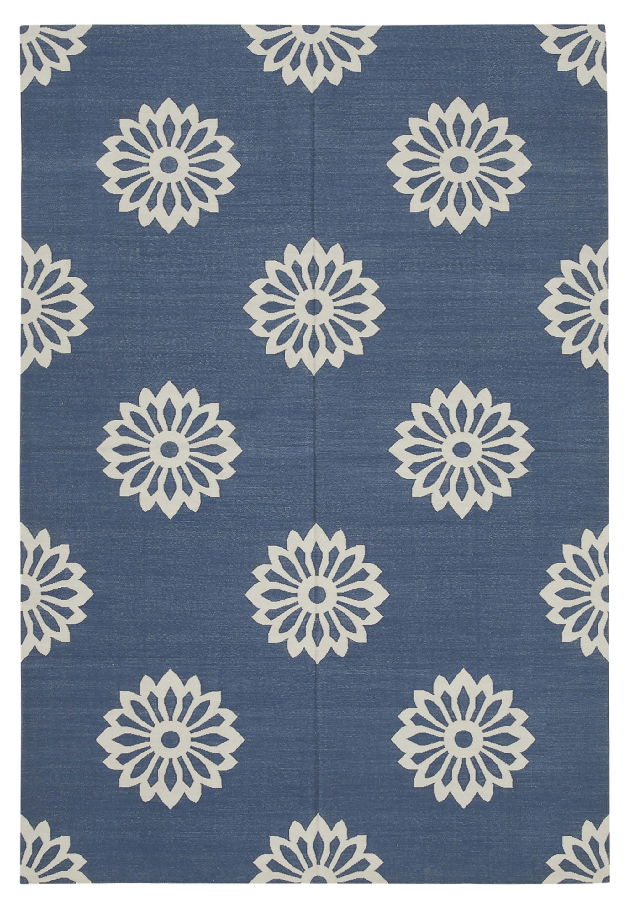 6 x 9 Blue Dhurrie Rug - 2824