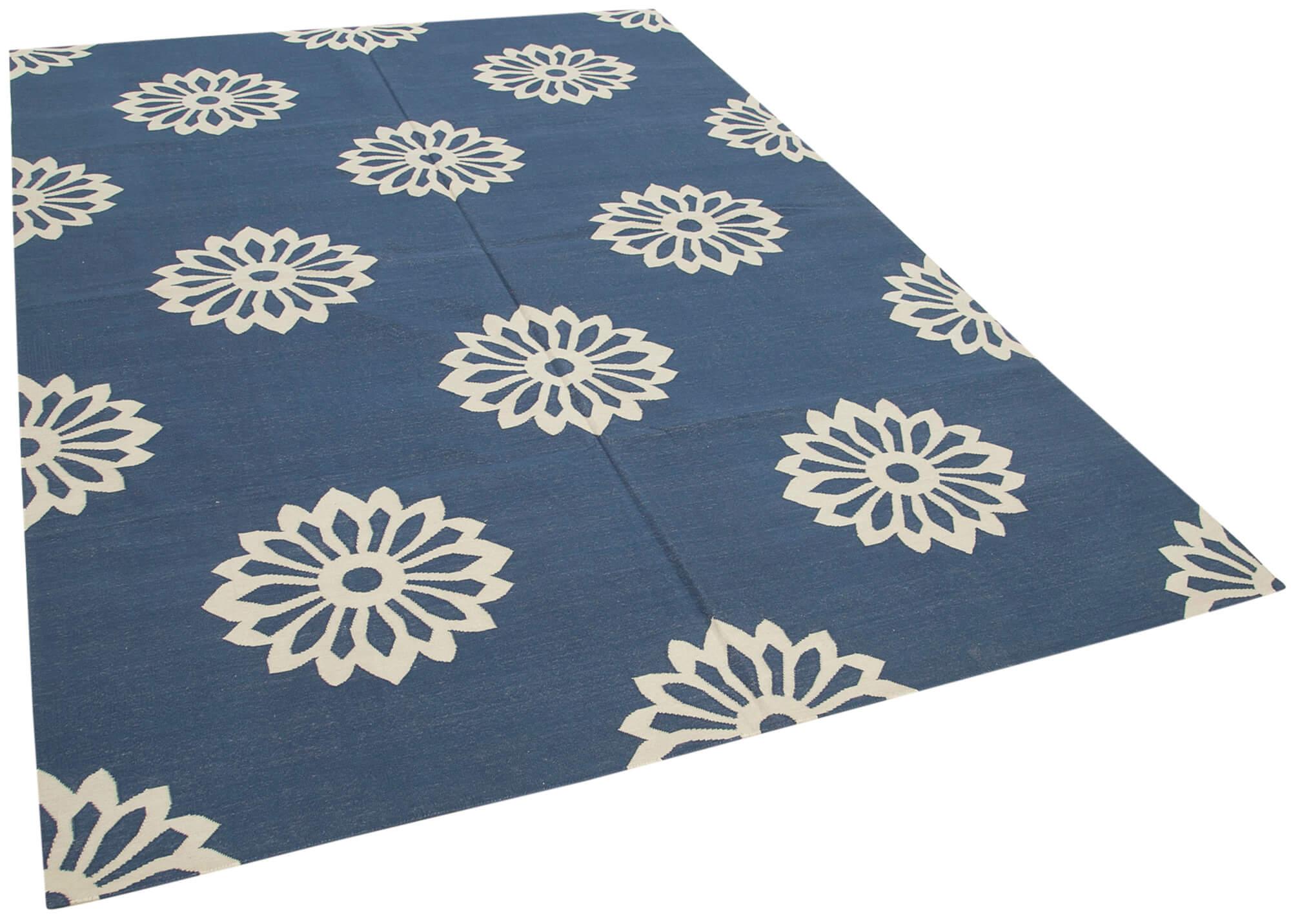 6 x 9 Blue Dhurrie Rug - 2824