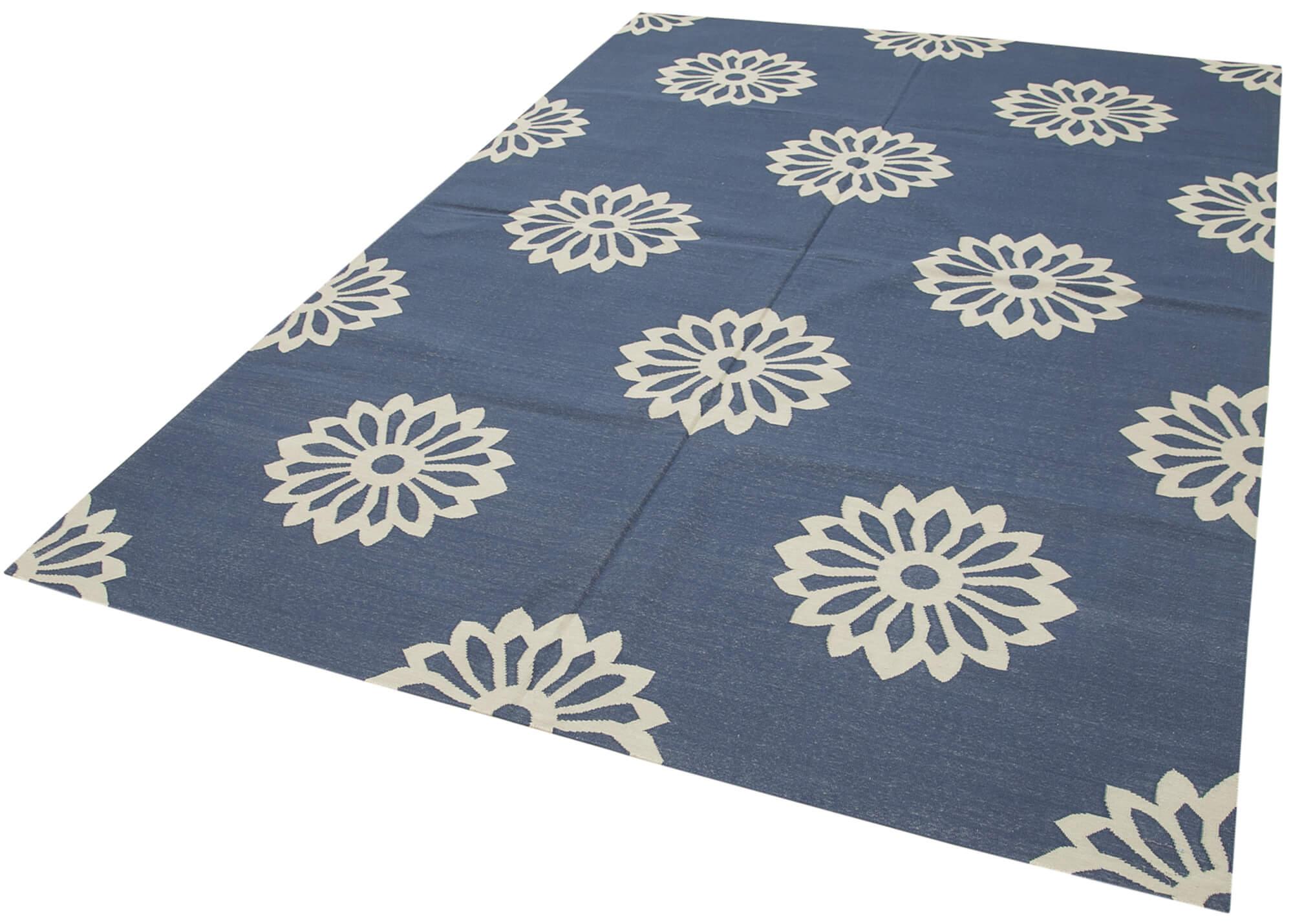 6 x 9 Blue Dhurrie Rug - 2824