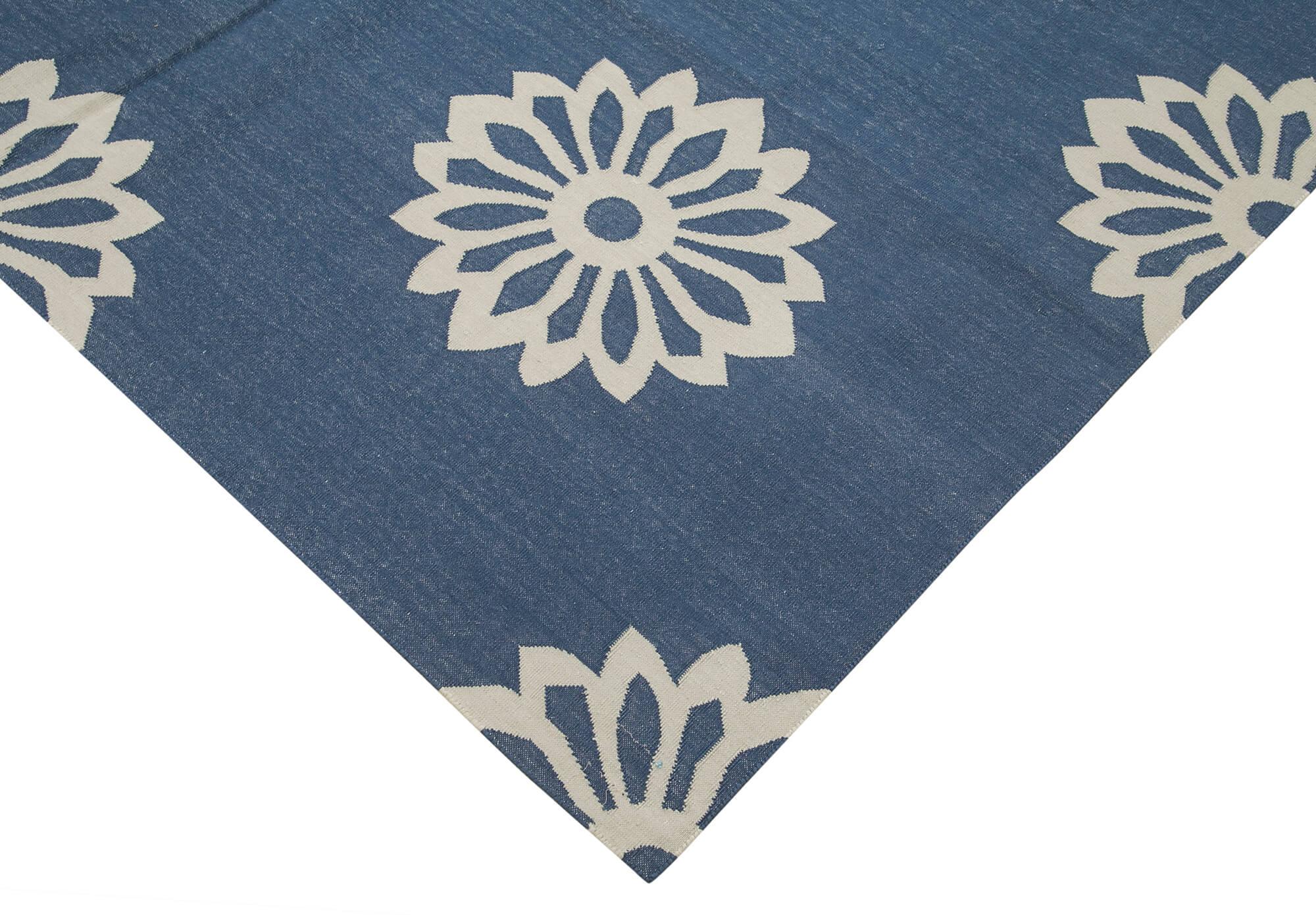 6 x 9 Blue Dhurrie Rug - 2824