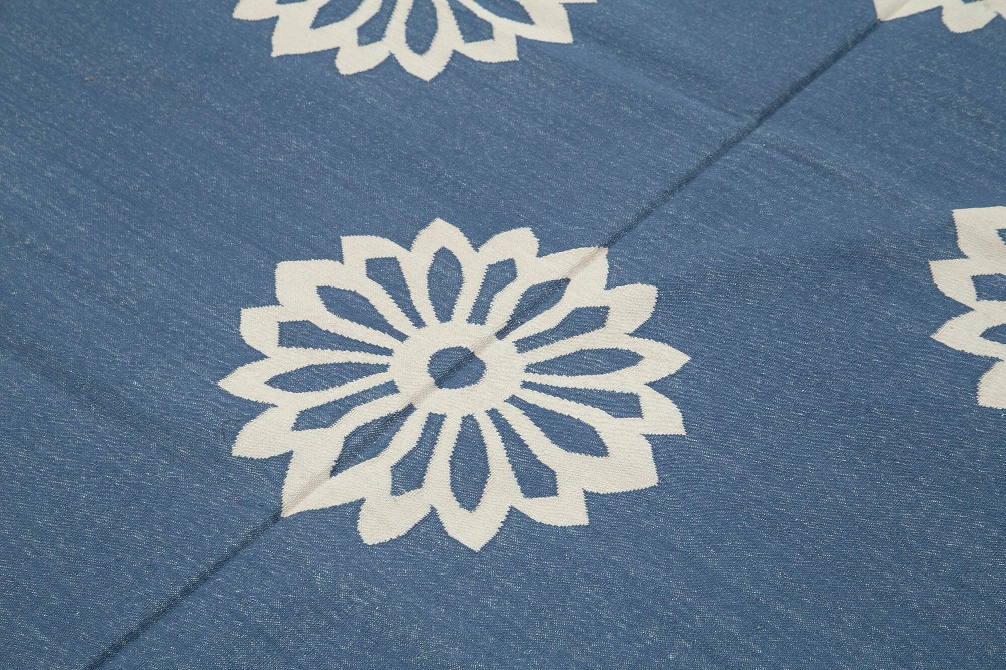 6 x 9 Blue Dhurrie Rug - 2824