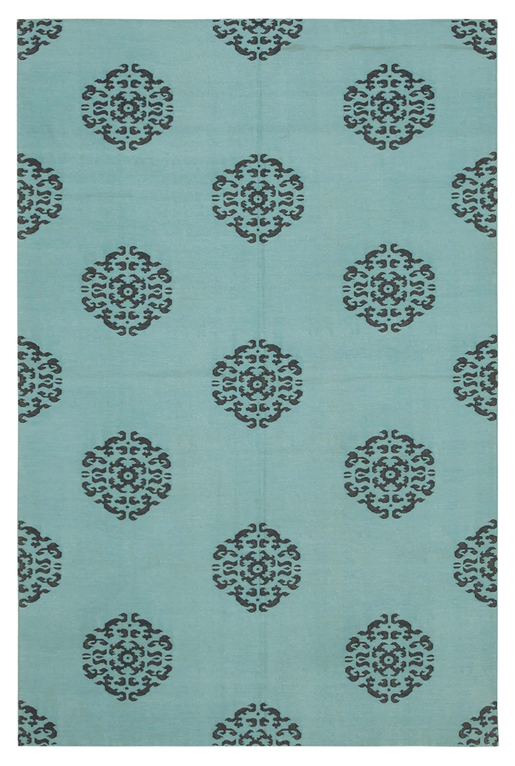 6 x 9 Turquoise Dhurrie Rug - 2826