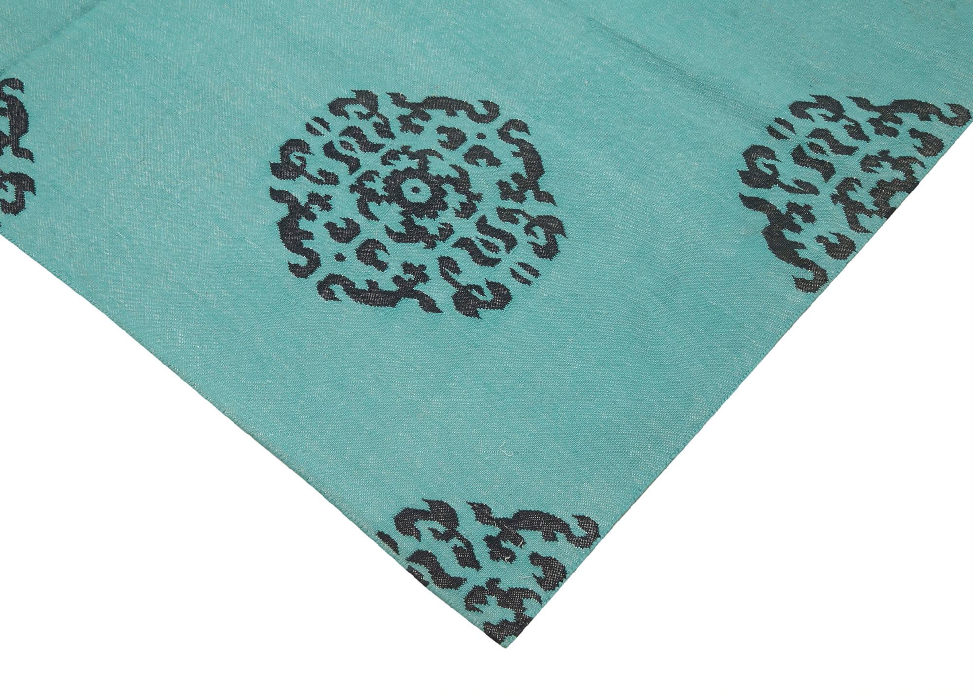 6 x 9 Turquoise Dhurrie Rug - 2826