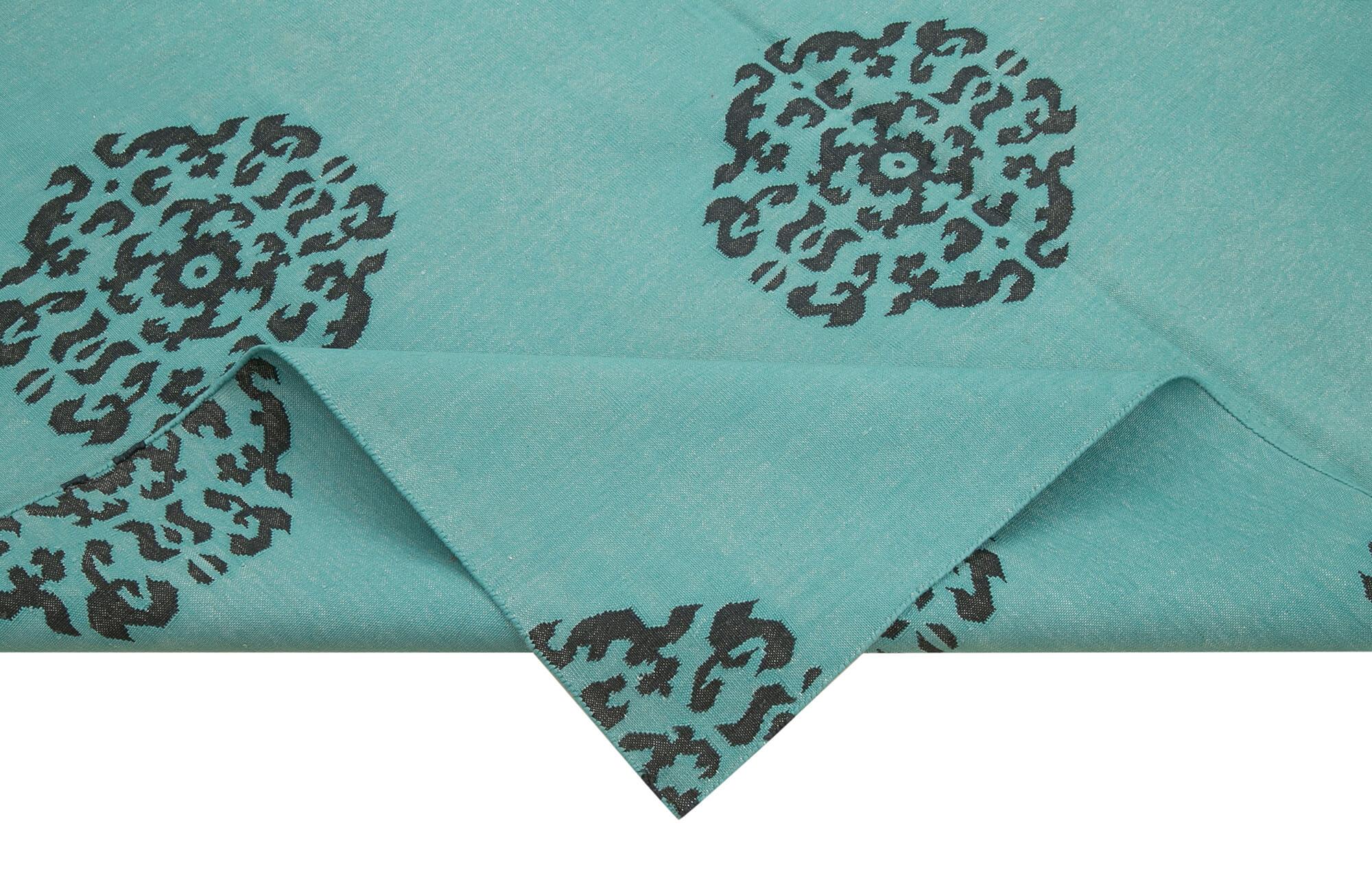 6 x 9 Turquoise Dhurrie Rug - 2826