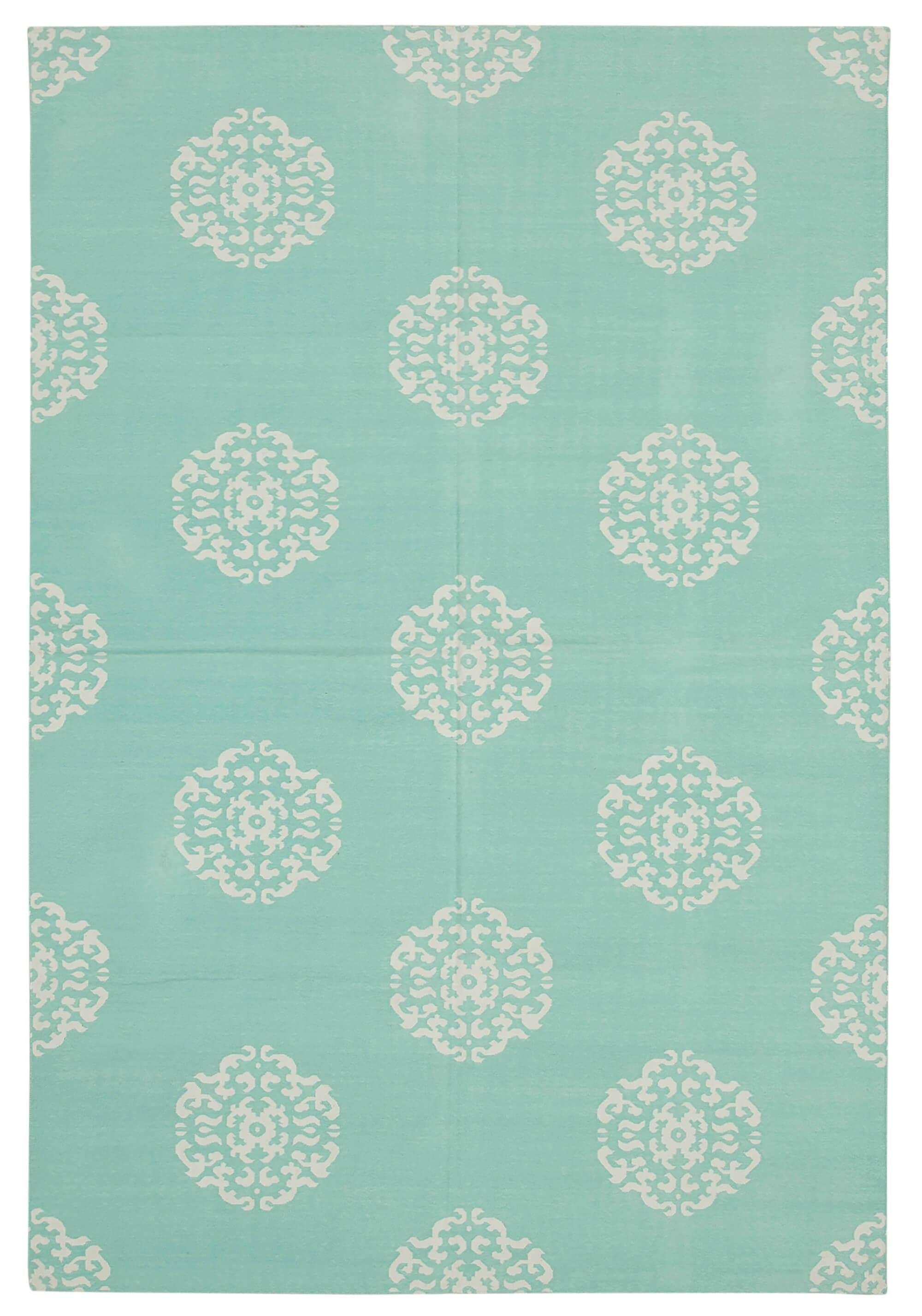 6 x 9 Turquoise Dhurrie Rug - 2839