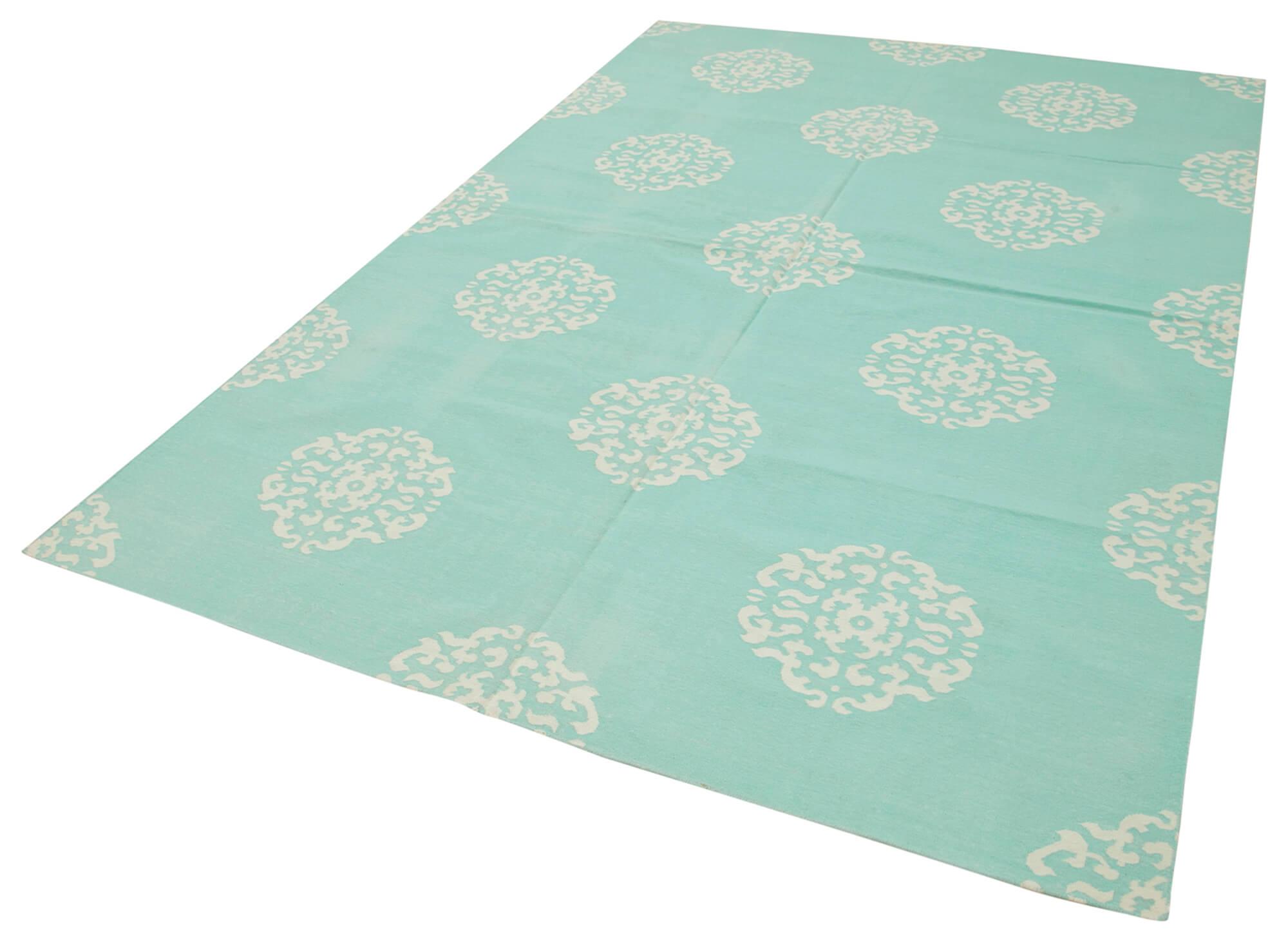 6 x 9 Turquoise Dhurrie Rug - 2839