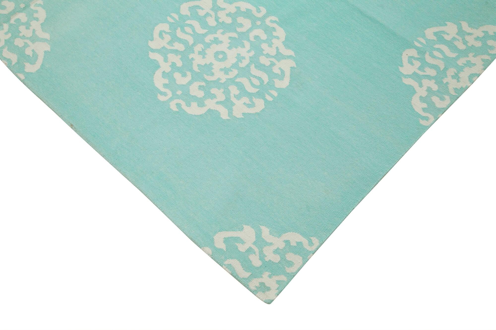 6 x 9 Turquoise Dhurrie Rug - 2839