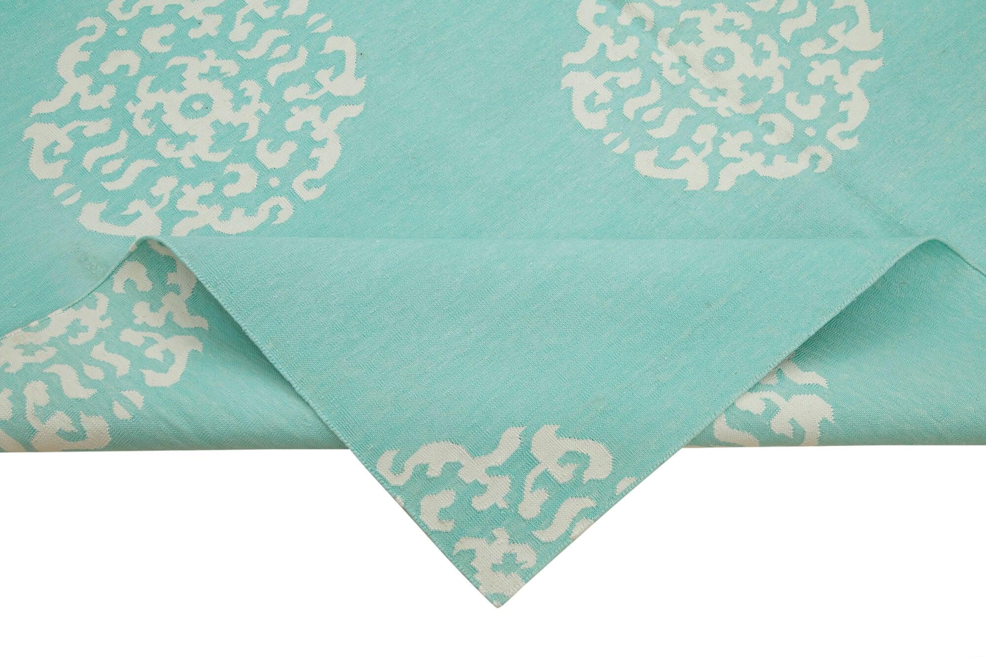 6 x 9 Turquoise Dhurrie Rug - 2839