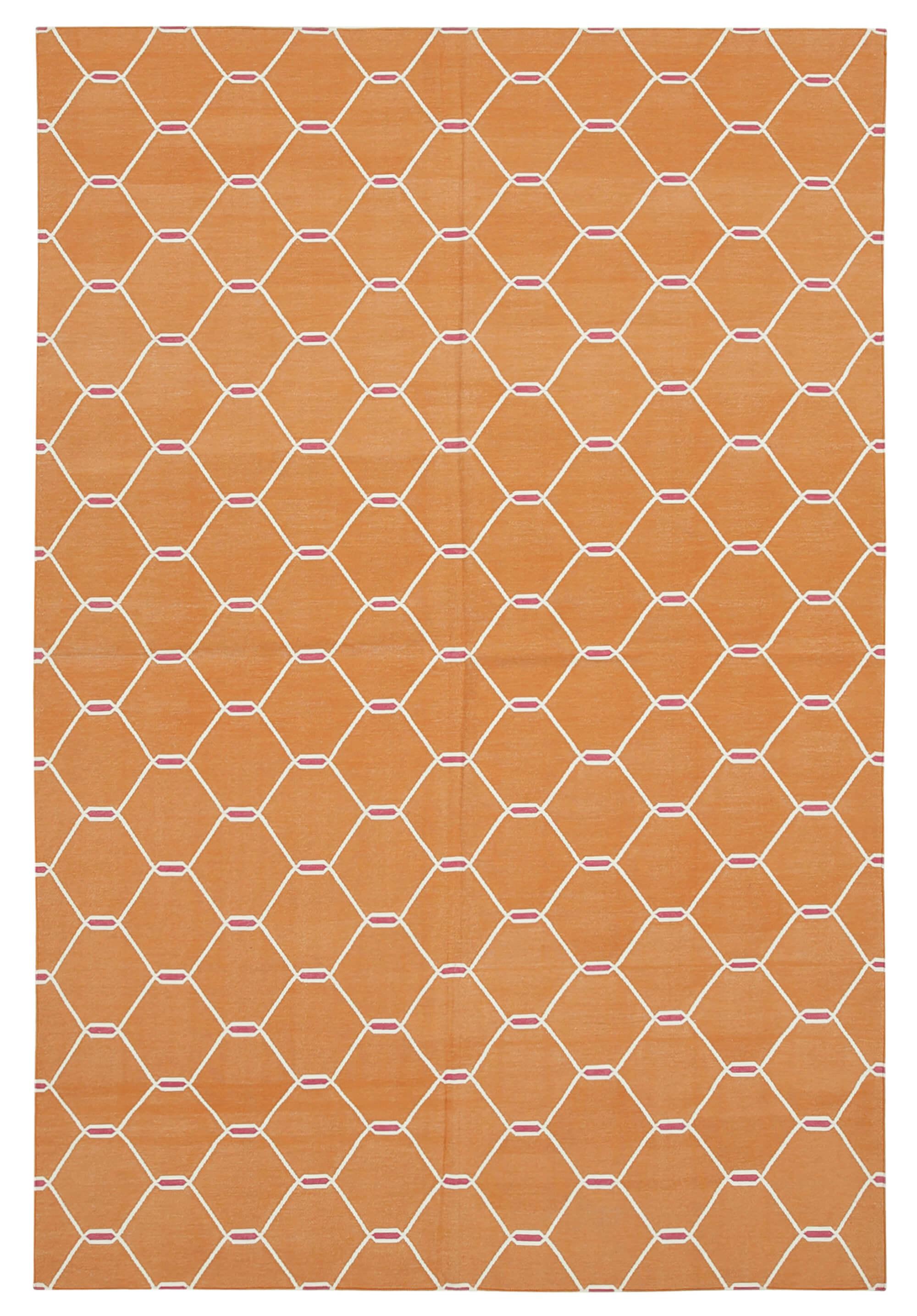 6 x 9 Orange Dhurrie Rug - 2842