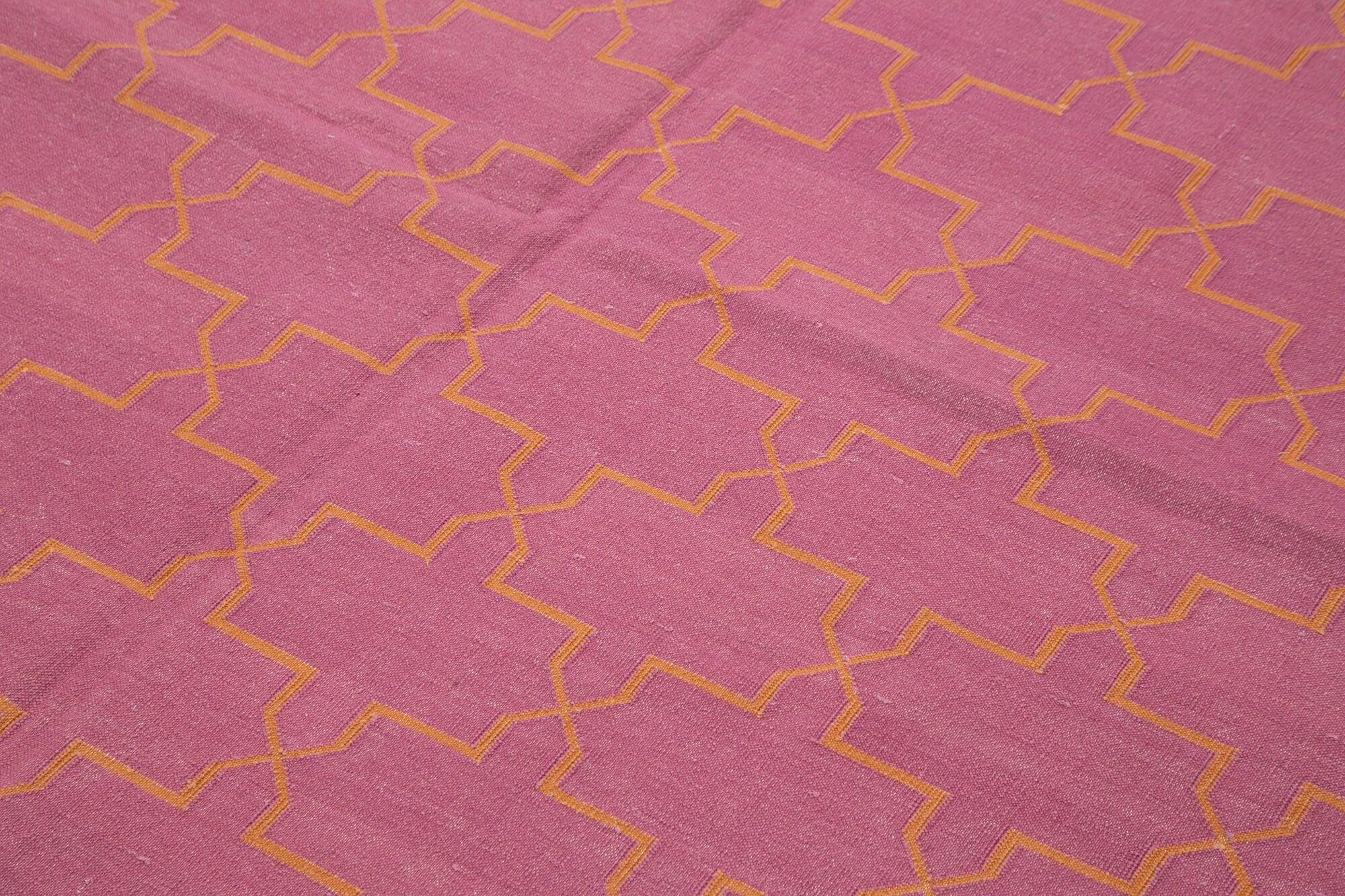 6 x 9 Pink Dhurrie Rug - 2849