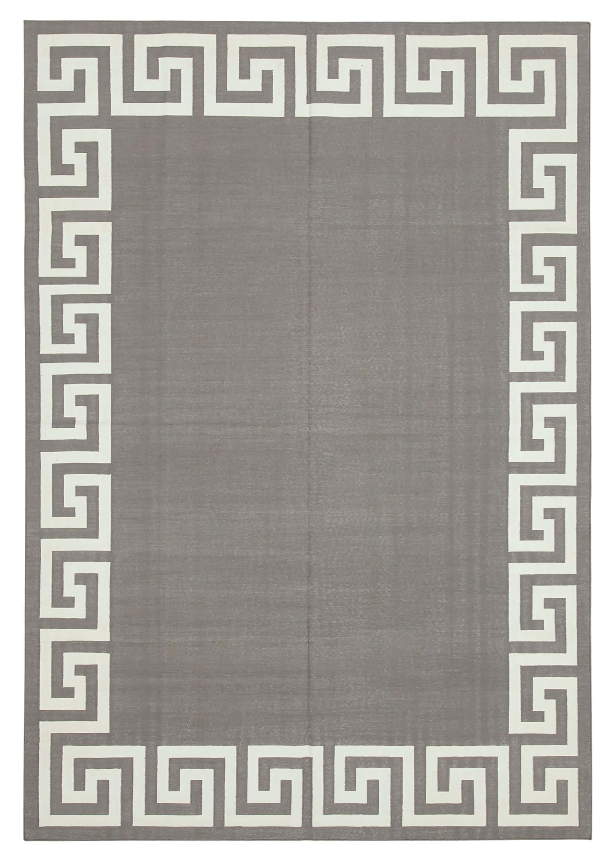 6 x 9 Grey Dhurrie Rug - 2854