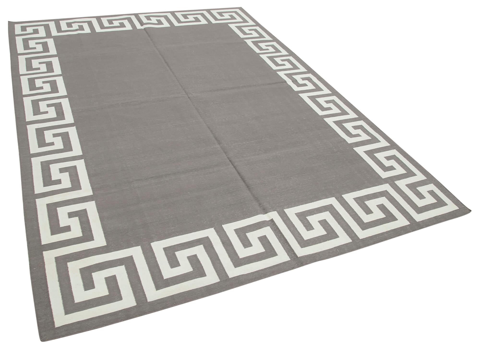 6 x 9 Grey Dhurrie Rug - 2854