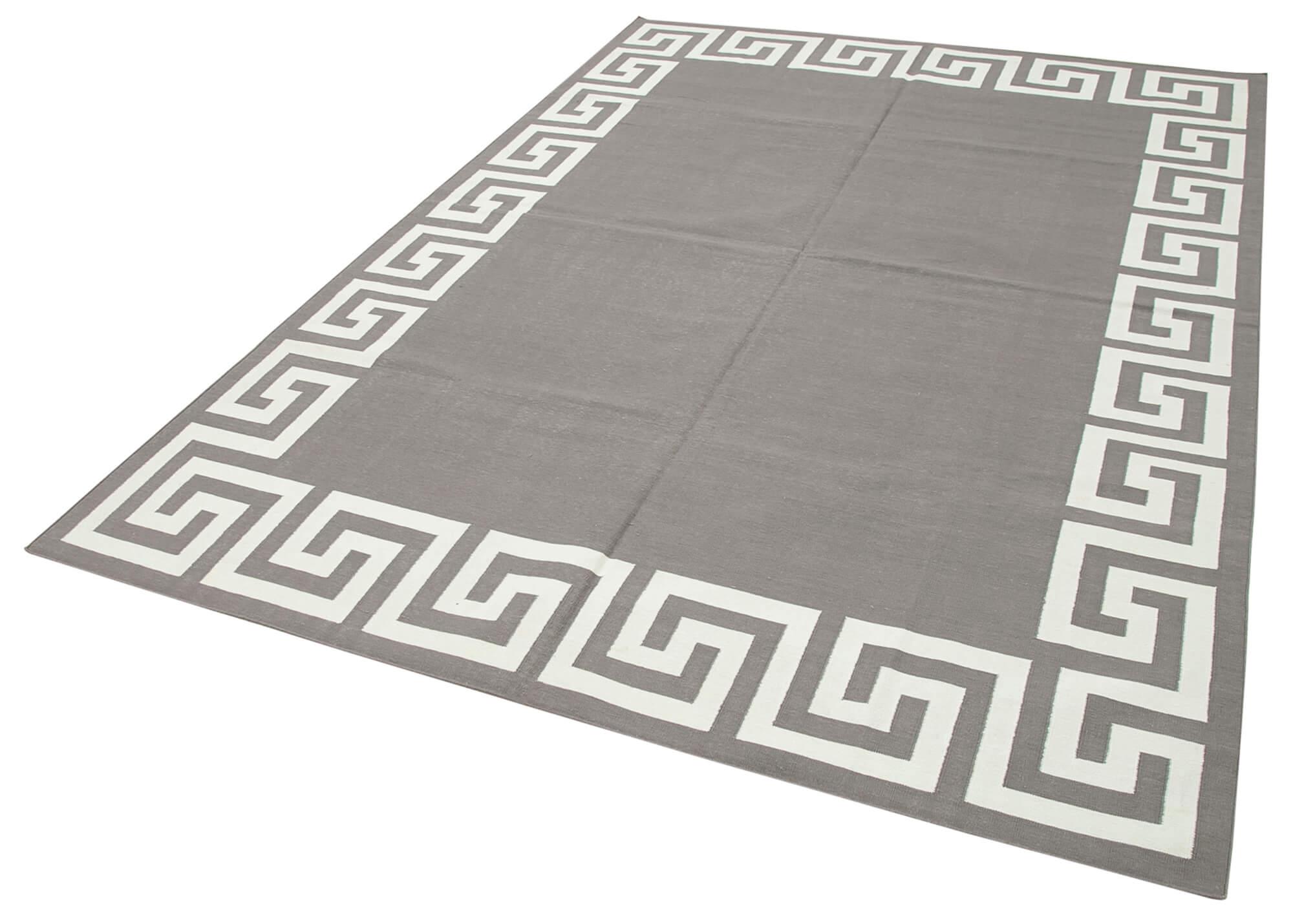 6 x 9 Grey Dhurrie Rug - 2854