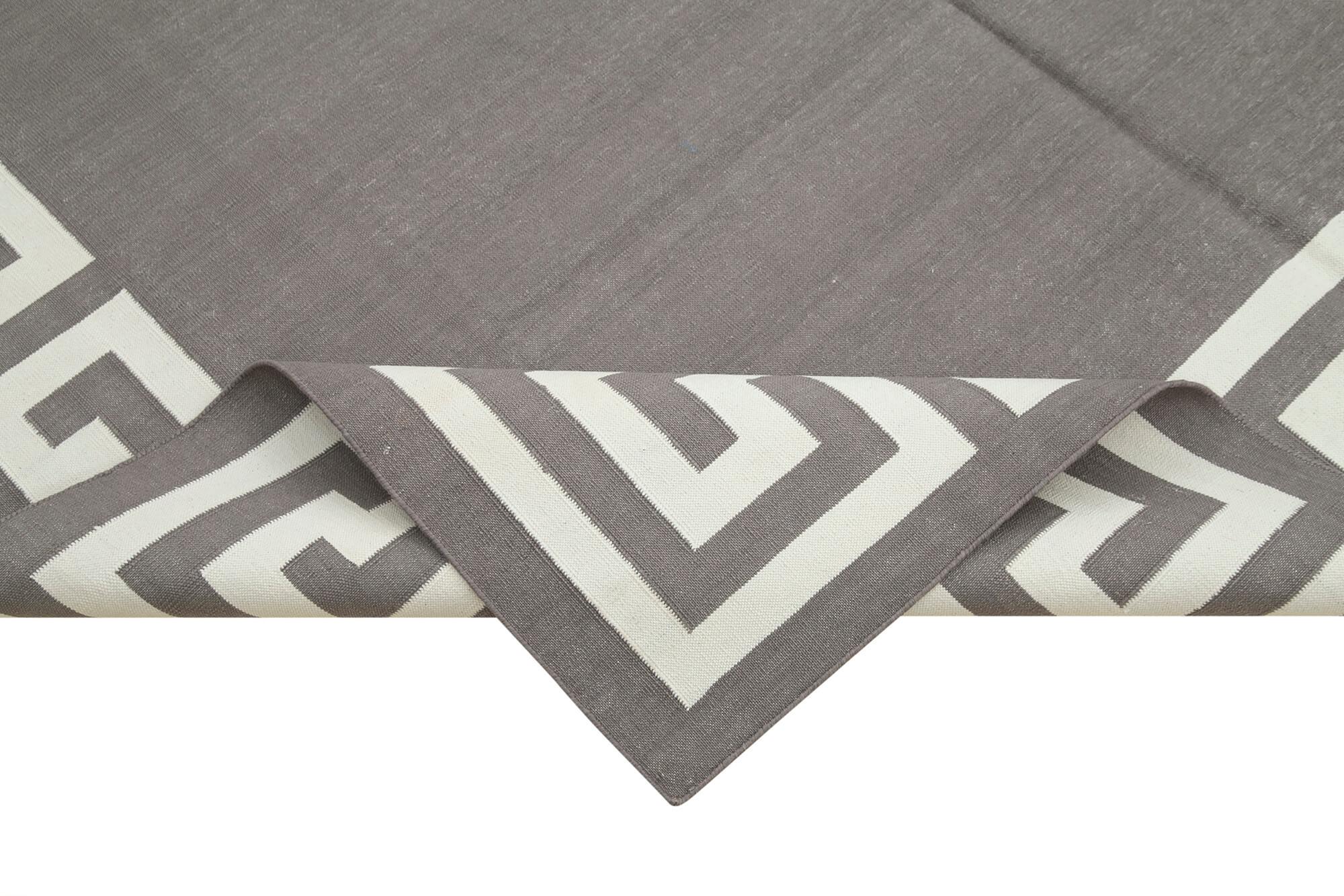 6 x 9 Grey Dhurrie Rug - 2854