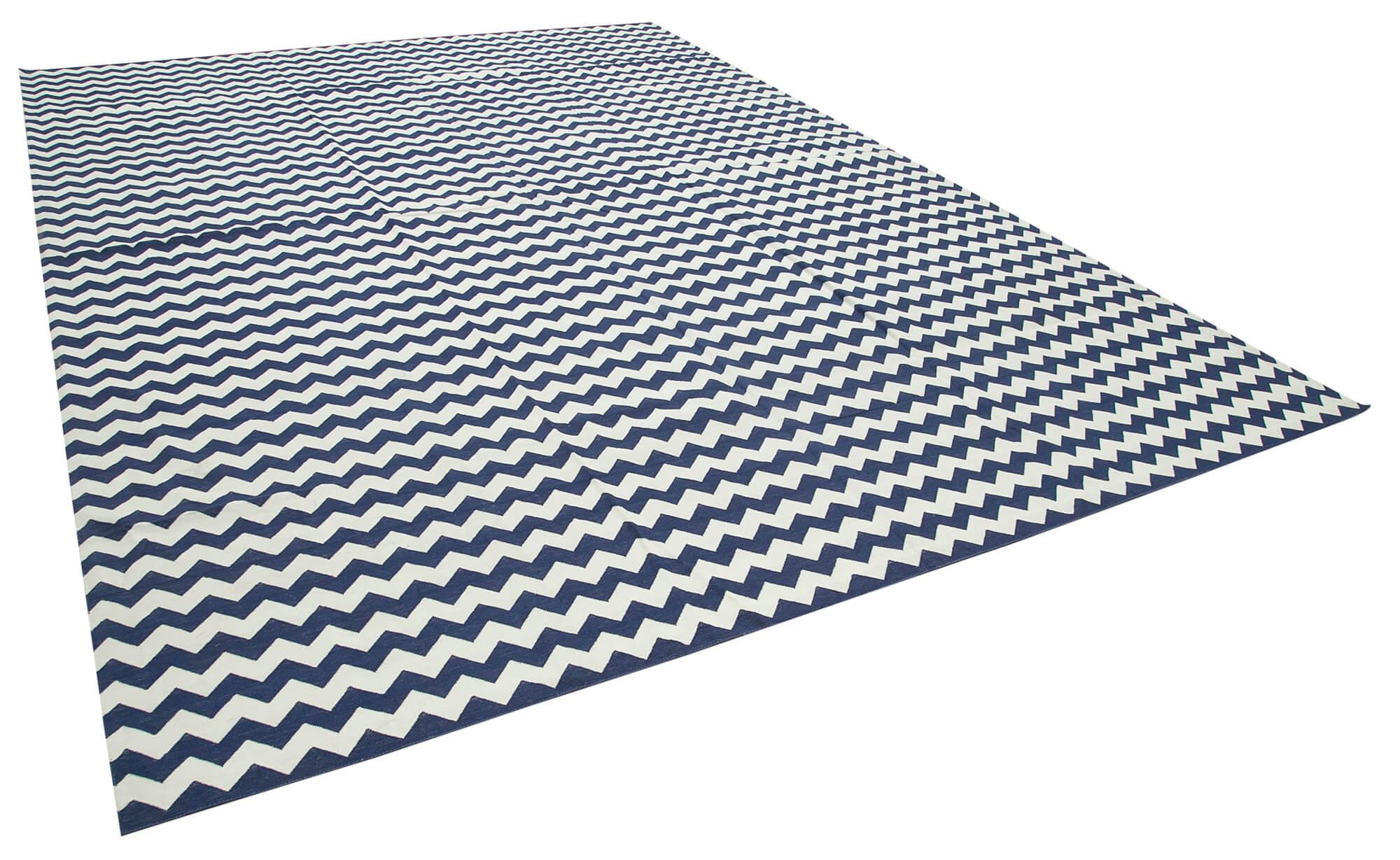 10 x 14 Blue Dhurrie Rug - 2856